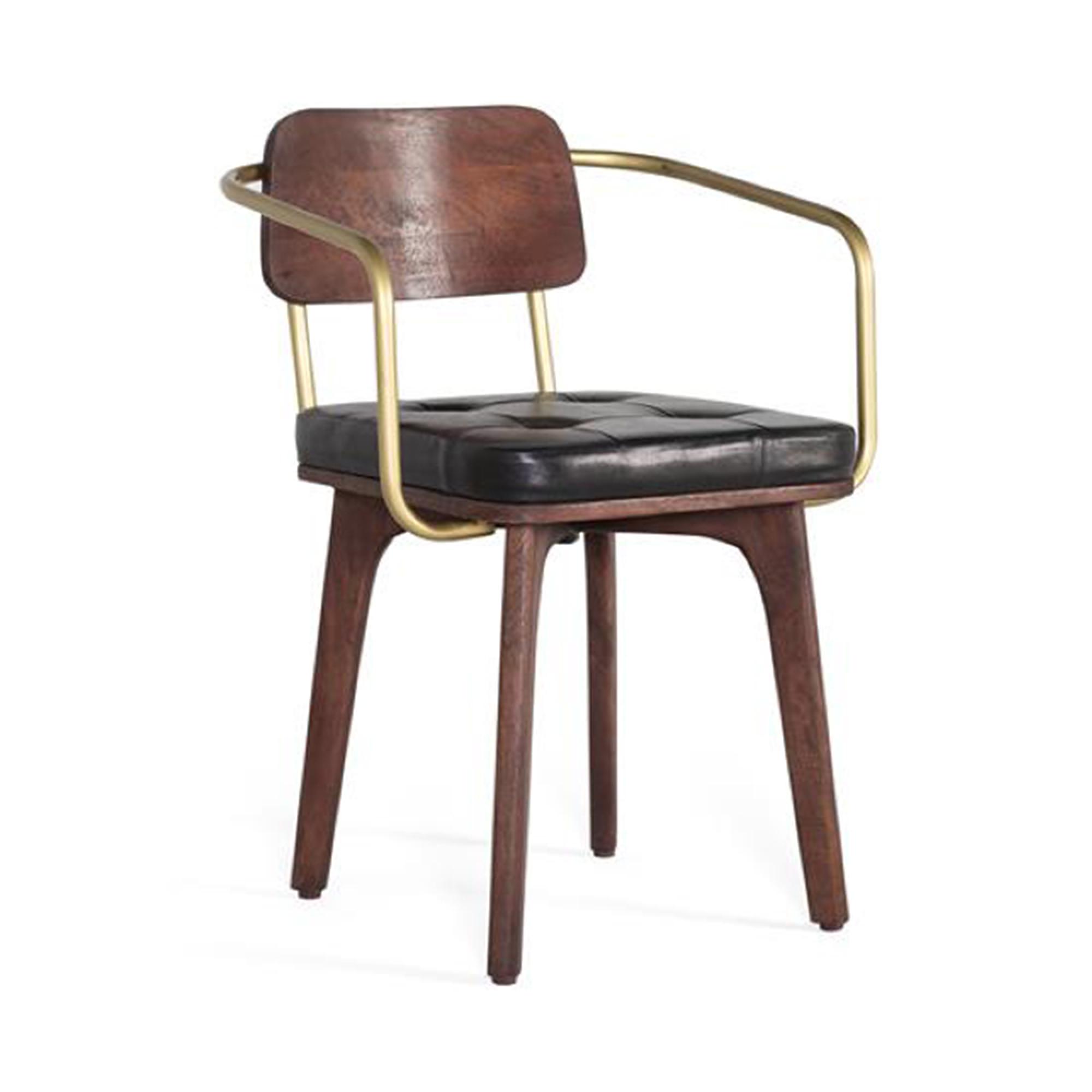 Product photograph of Set Of 2 Royersford Mango Wood And Black Leather Padded Dining Armchair from Choice Furniture Superstore.
