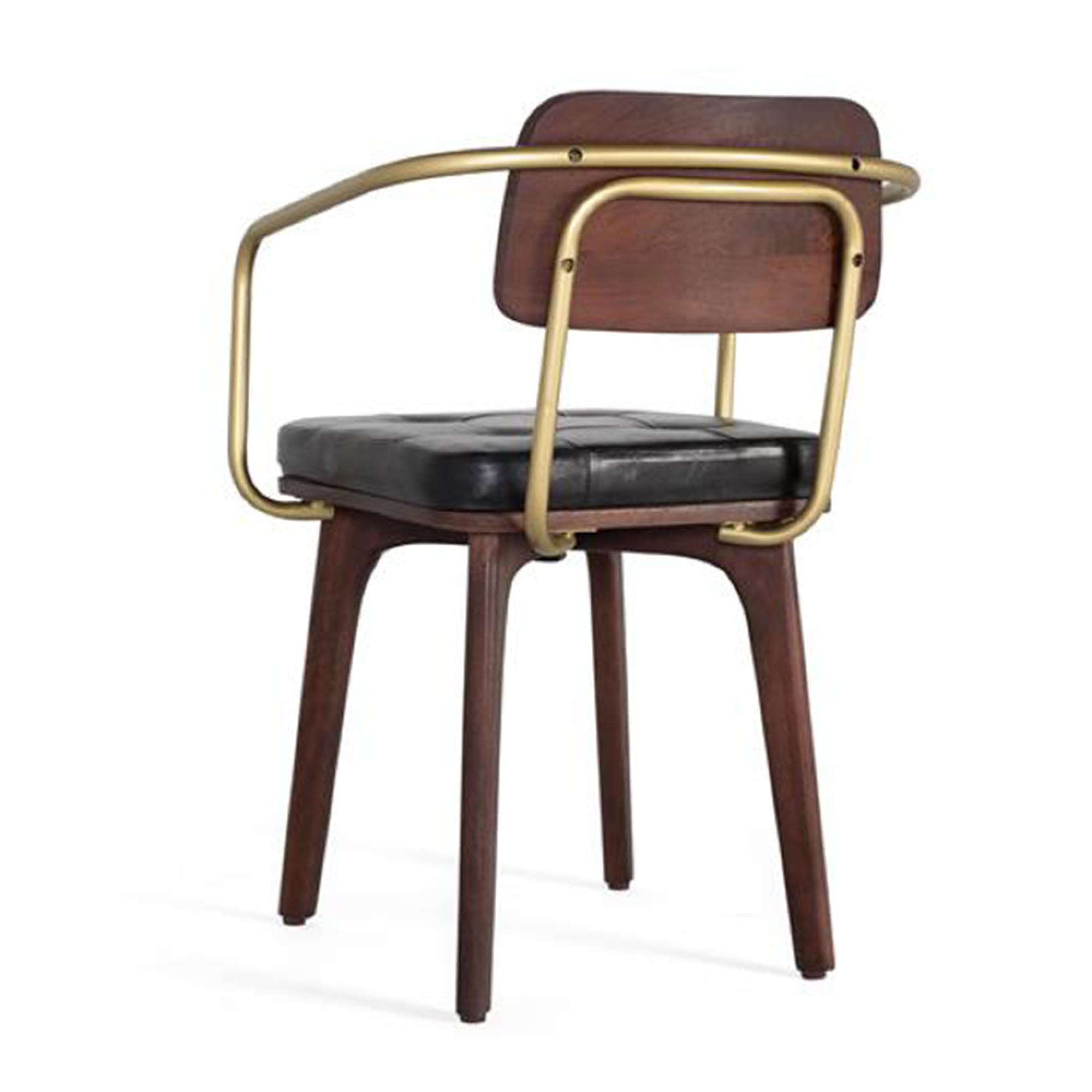 Product photograph of Set Of 2 Royersford Mango Wood And Black Leather Padded Dining Armchair from Choice Furniture Superstore.