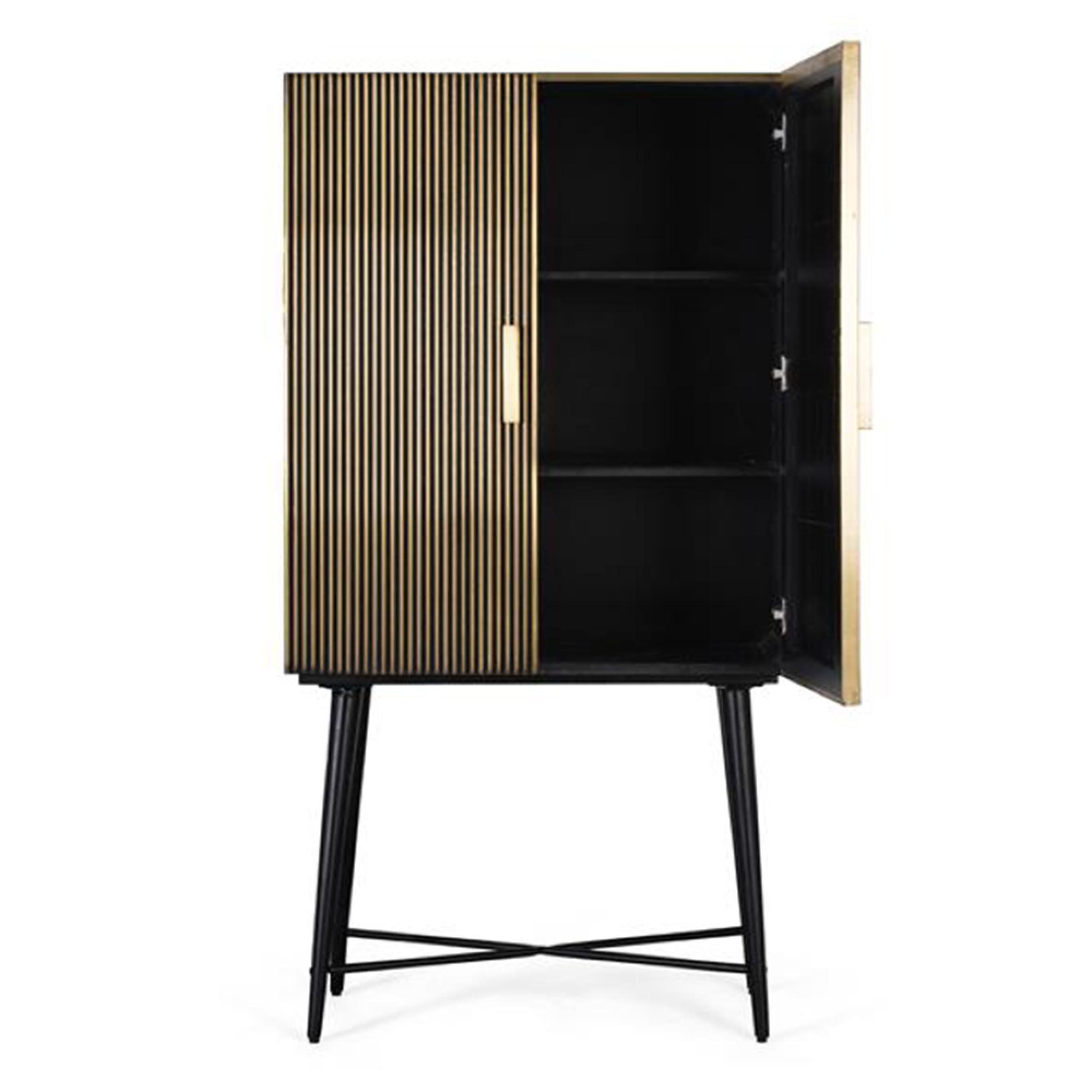 Product photograph of Stephen Brass Ribbed 2 Door Cupboard from Choice Furniture Superstore.