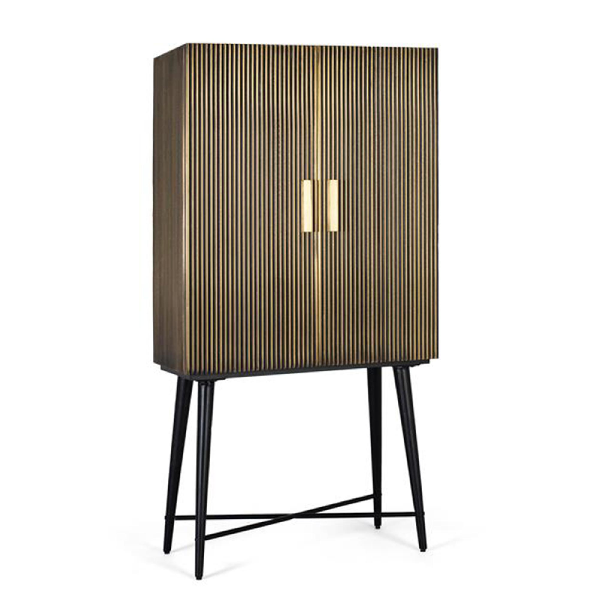 Product photograph of Stephen Brass Ribbed 2 Door Cupboard from Choice Furniture Superstore.