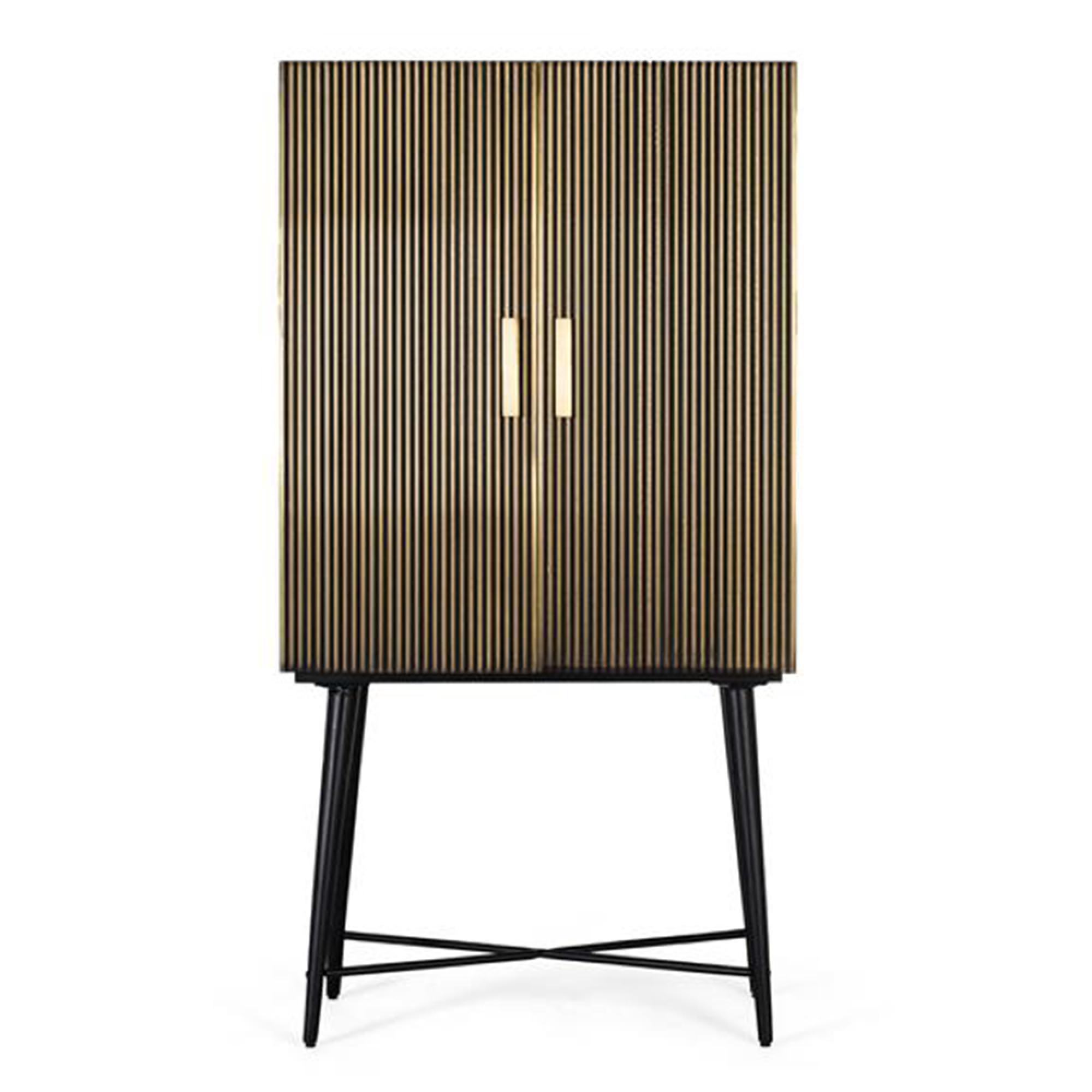 Product photograph of Stephen Brass Ribbed 2 Door Cupboard from Choice Furniture Superstore.