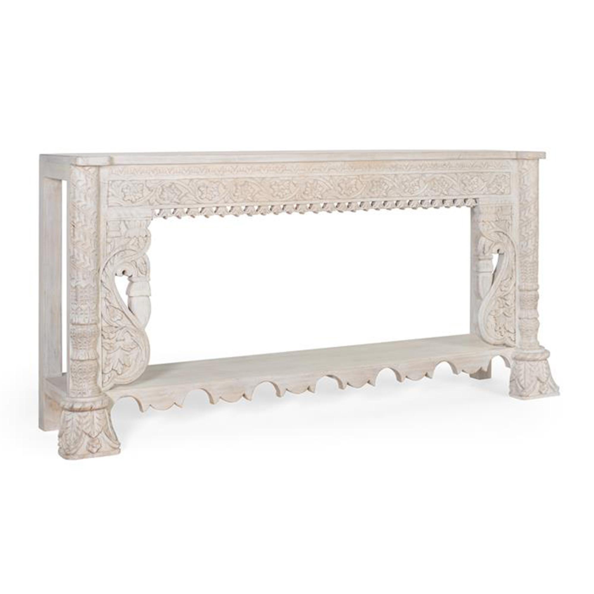 Product photograph of Lomax Antique White Mango Wood Console Table from Choice Furniture Superstore.