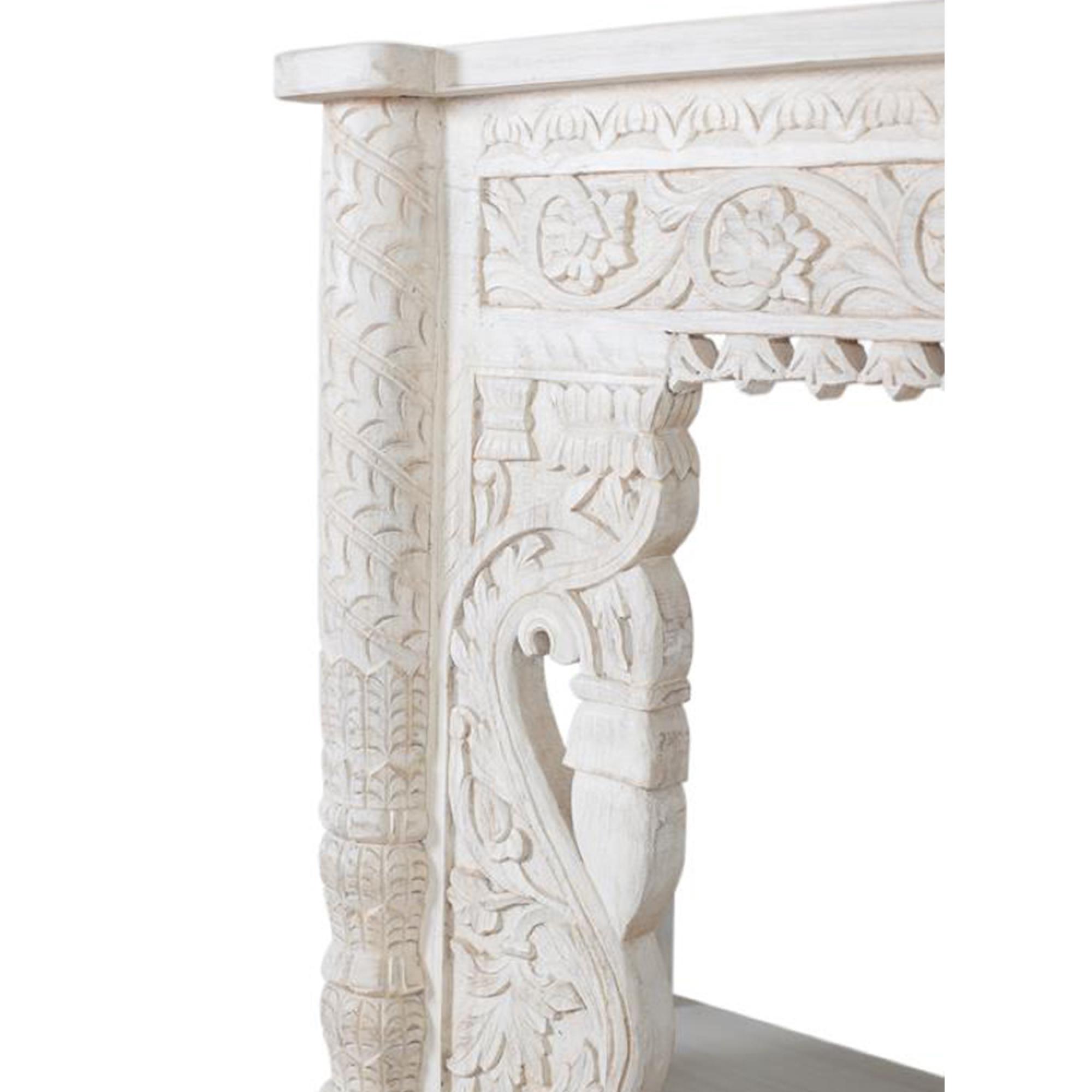Product photograph of Lomax Antique White Mango Wood Console Table from Choice Furniture Superstore.