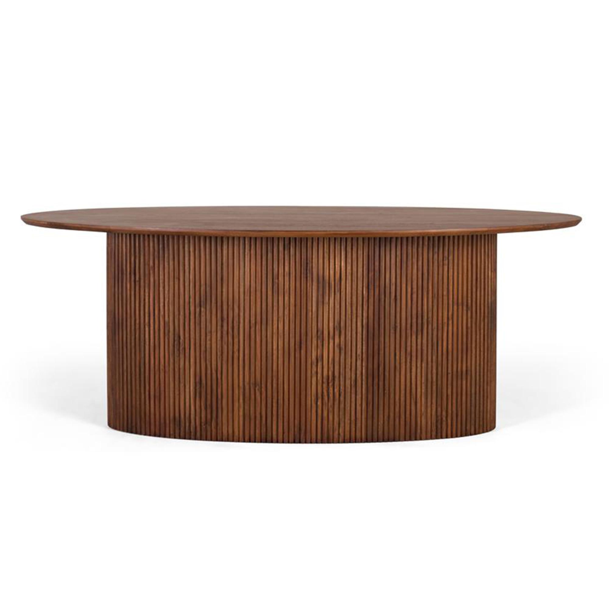 Product photograph of Paloma Acacia Wood 8 Seater Oval Dining Table With Fluted Pedestal Base from Choice Furniture Superstore.