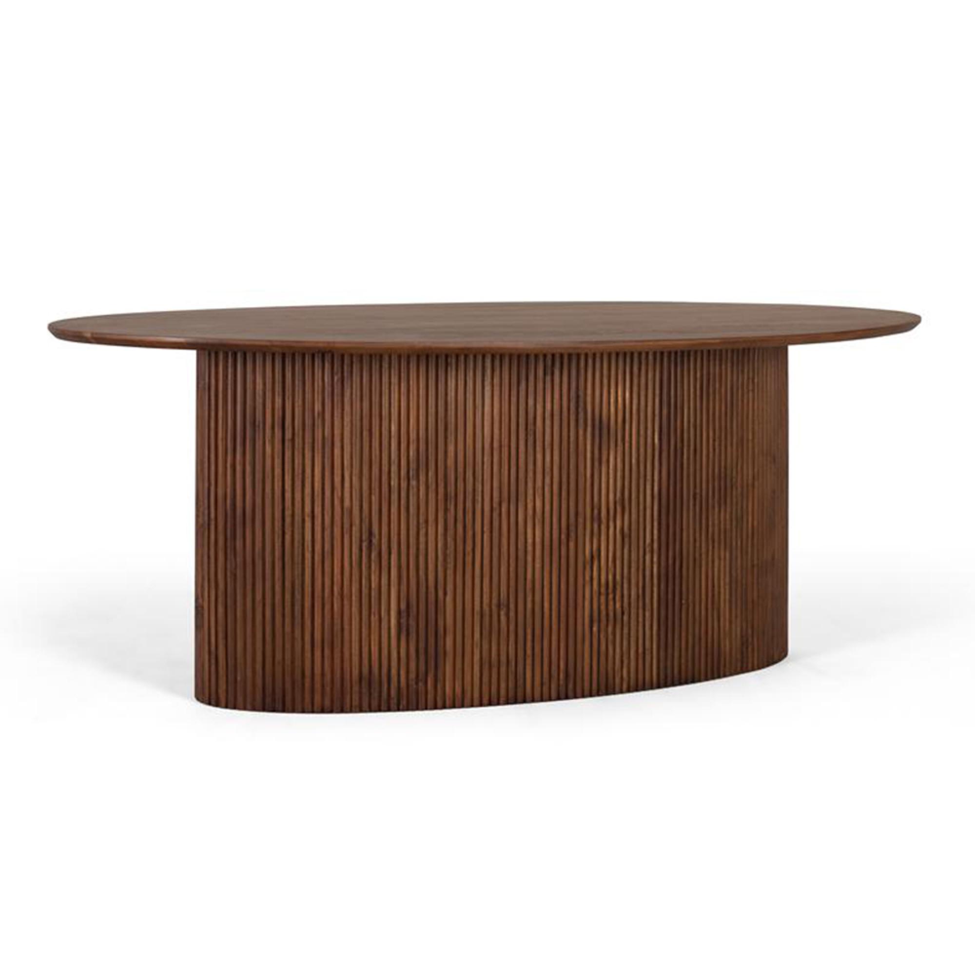 Product photograph of Paloma Acacia Wood 8 Seater Oval Dining Table With Fluted Pedestal Base from Choice Furniture Superstore.