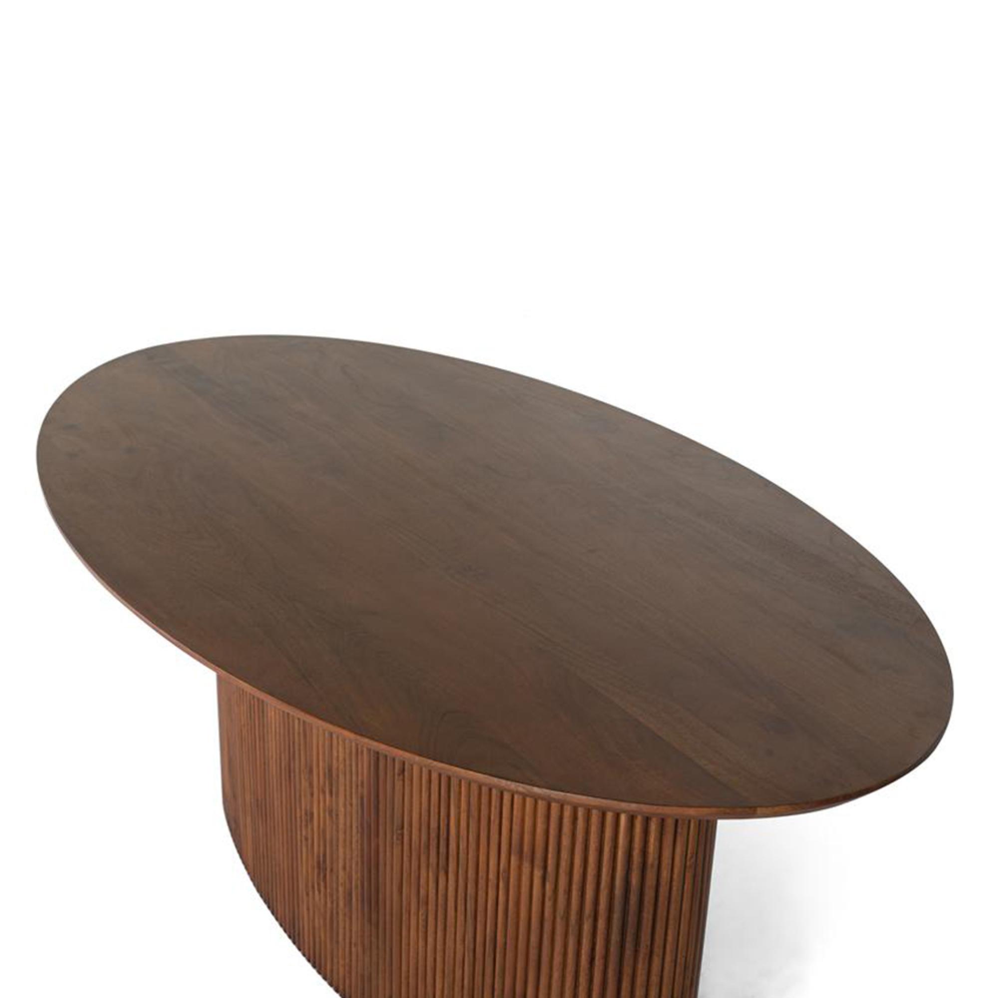 Product photograph of Paloma Acacia Wood 8 Seater Oval Dining Table With Fluted Pedestal Base from Choice Furniture Superstore.
