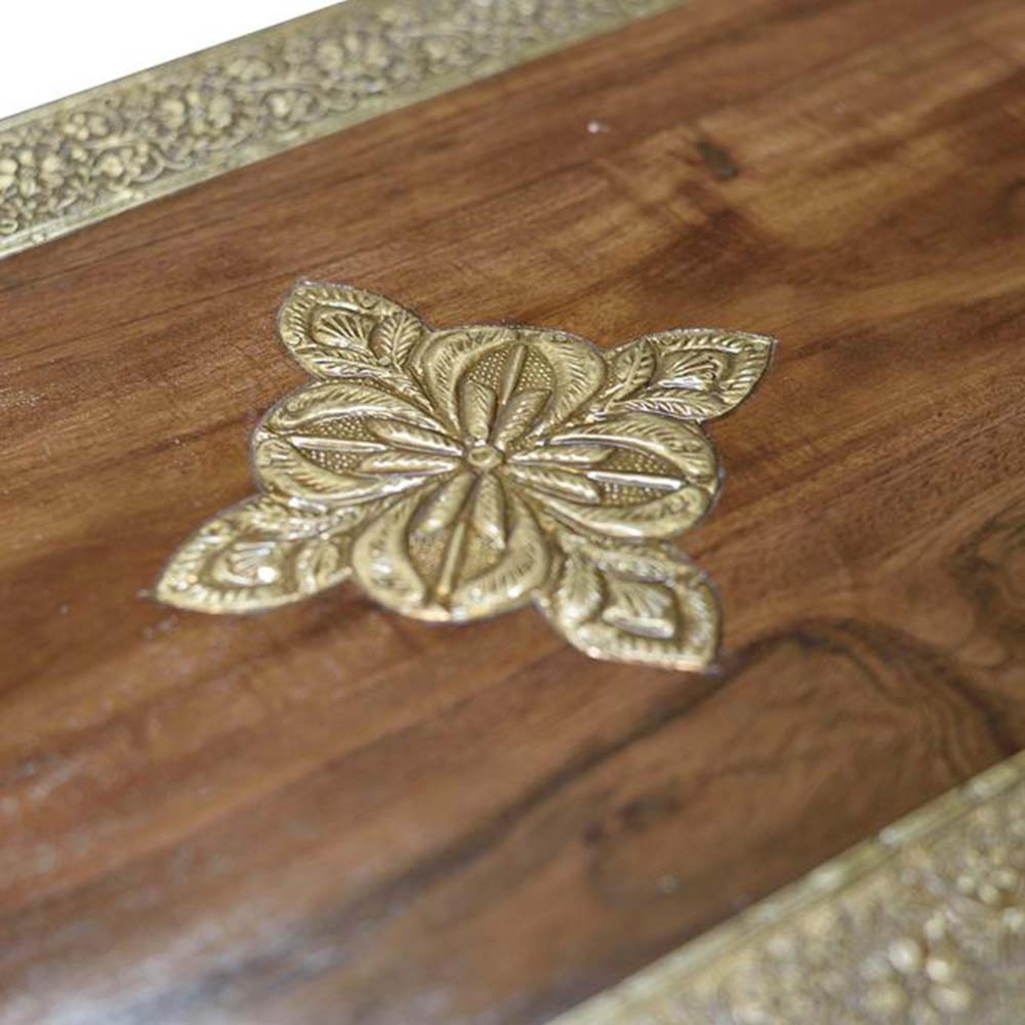 Product photograph of Trona Acacia Wood Brass Cladded Large 3 Door Sideboard - 150cm from Choice Furniture Superstore.