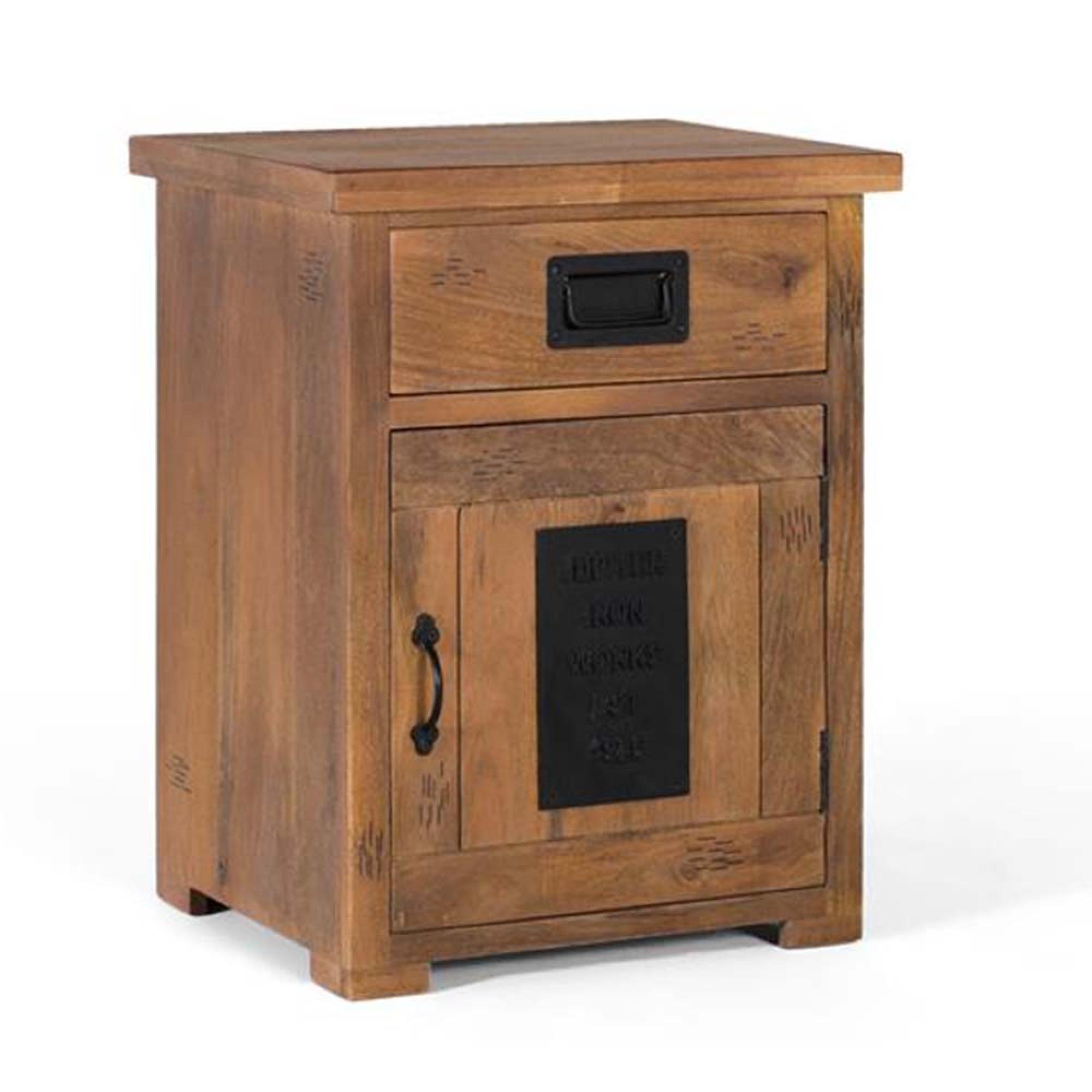 Product photograph of Iron Works Industrial Mango Wood 1 Door Bedside Cabinet from Choice Furniture Superstore.