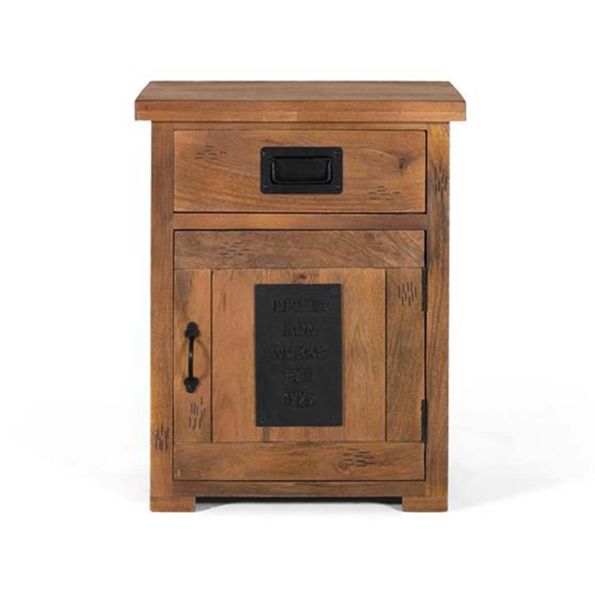 Product photograph of Iron Works Industrial Mango Wood 1 Door Bedside Cabinet from Choice Furniture Superstore.