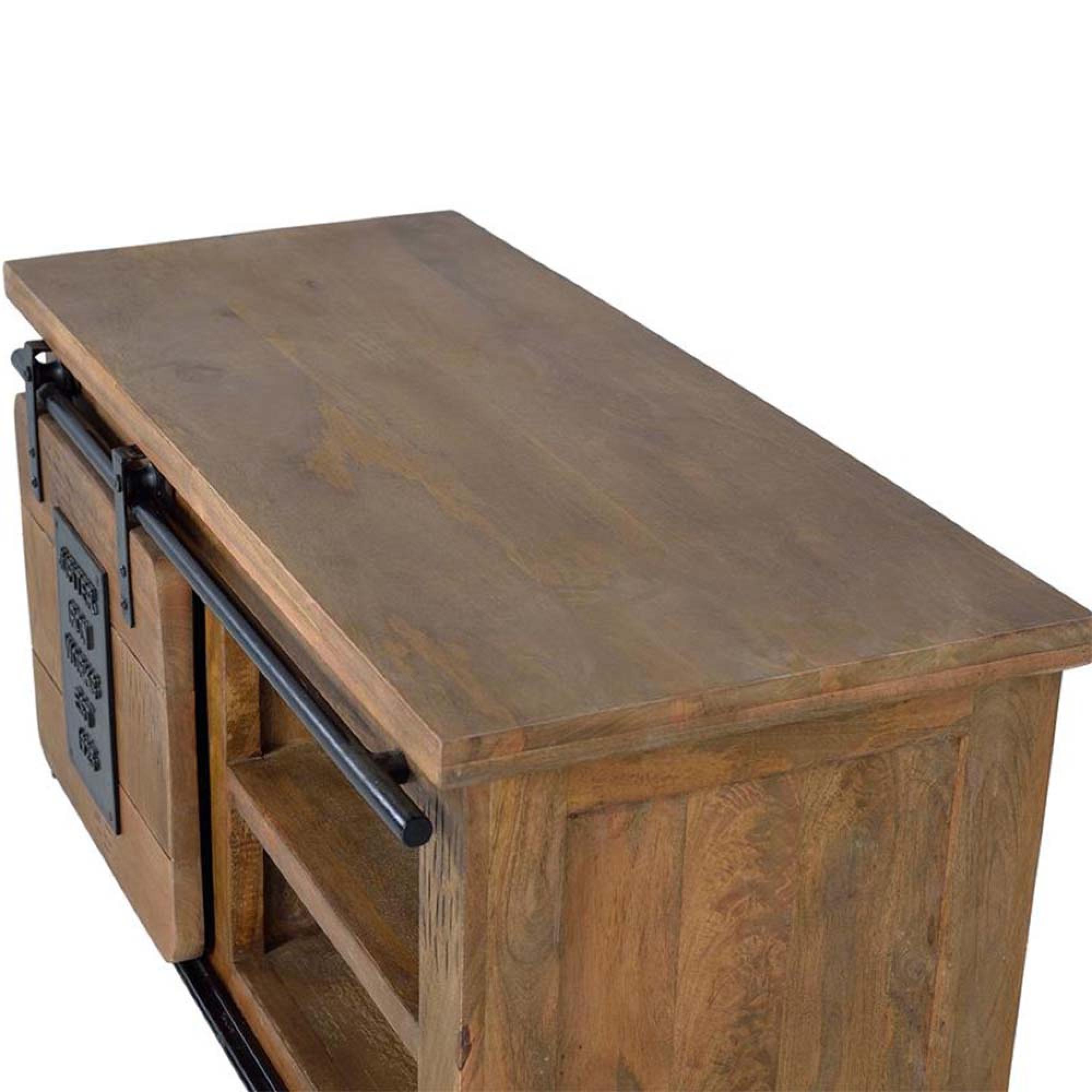 Product photograph of Iron Works Industrial Mango Wood Small 90cm Tv Unit from Choice Furniture Superstore.
