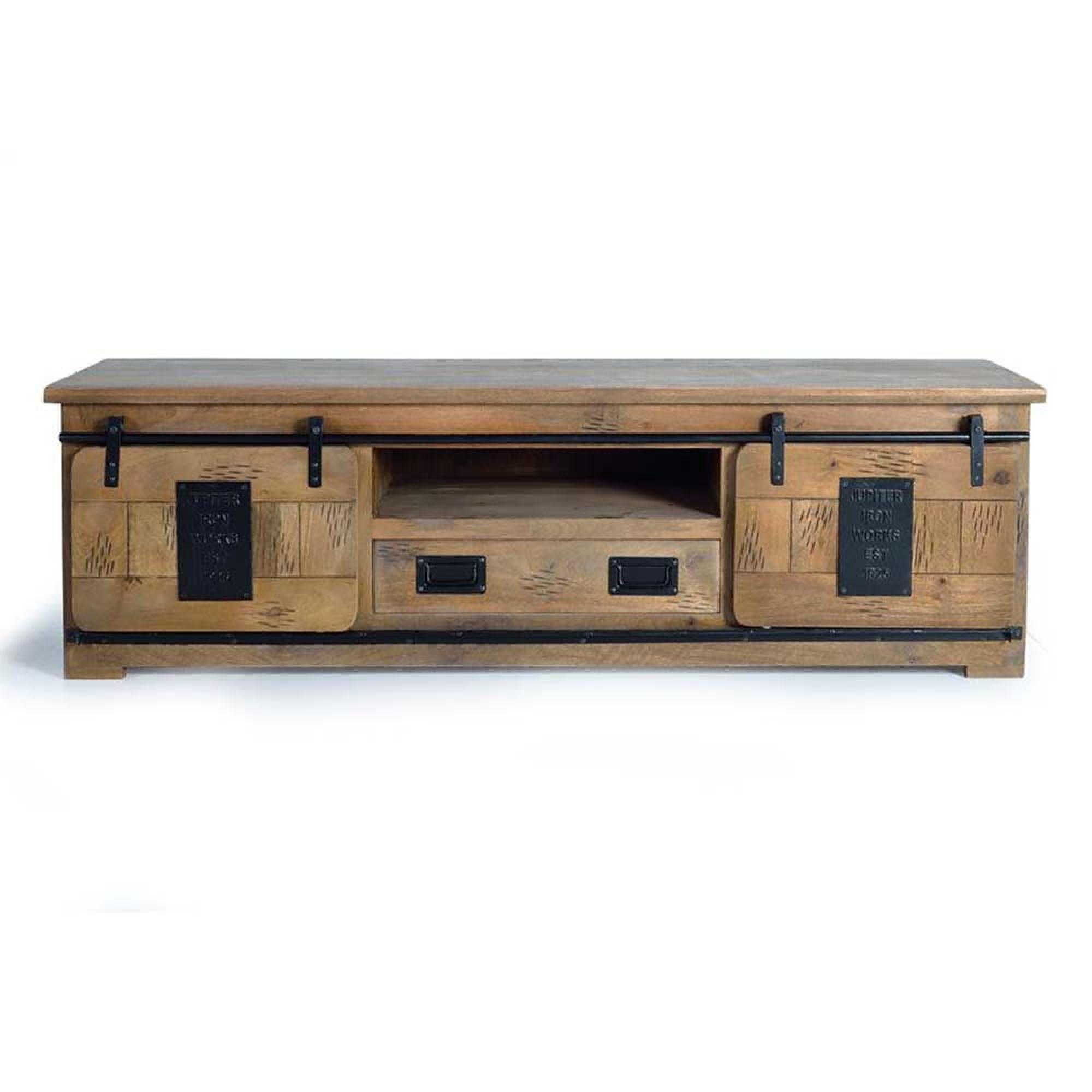 Product photograph of Iron Works Industrial Mango Wood Extra Large 180cm Tv Unit from Choice Furniture Superstore.