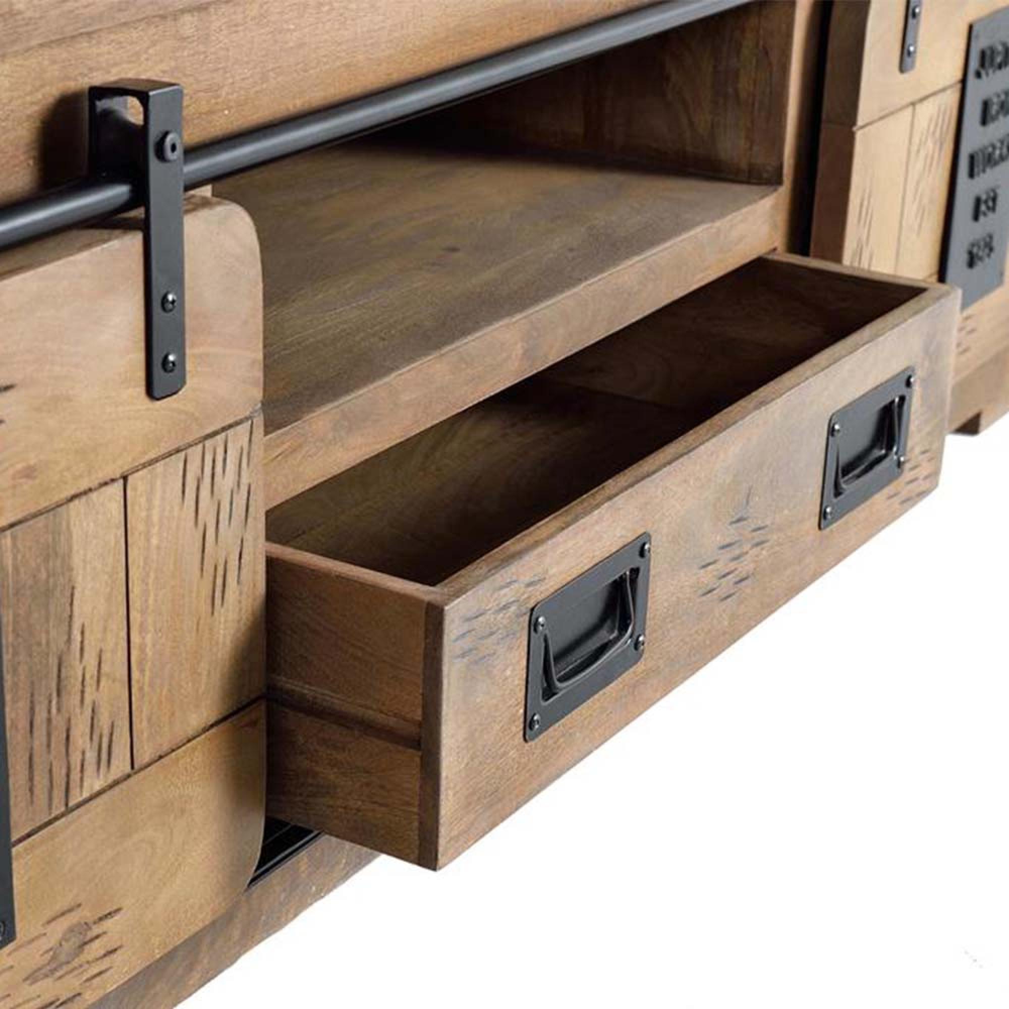 Product photograph of Iron Works Industrial Mango Wood Extra Large 180cm Tv Unit from Choice Furniture Superstore.