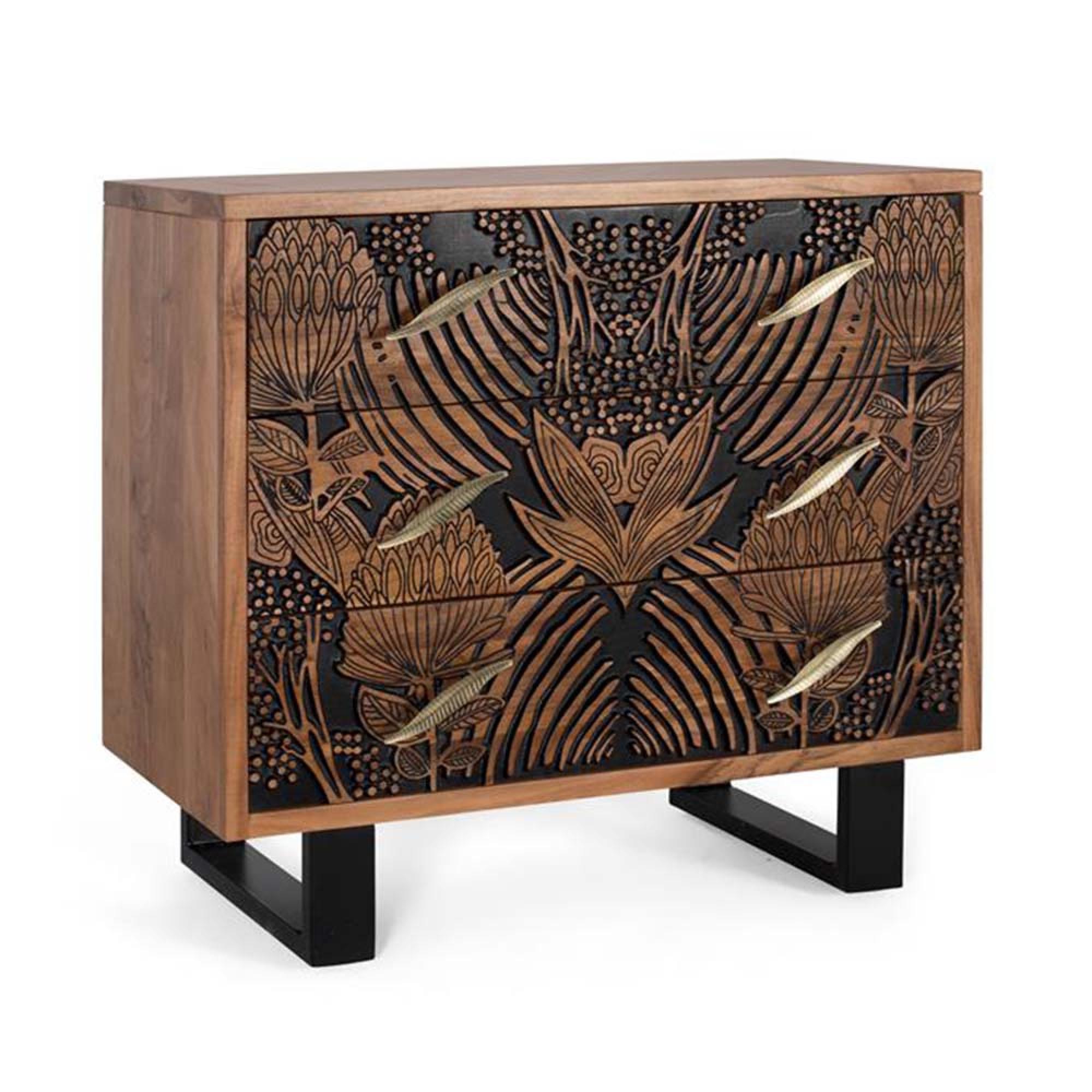 Product photograph of Hadleigh Acacia Wood 3 Drawer Chest from Choice Furniture Superstore.