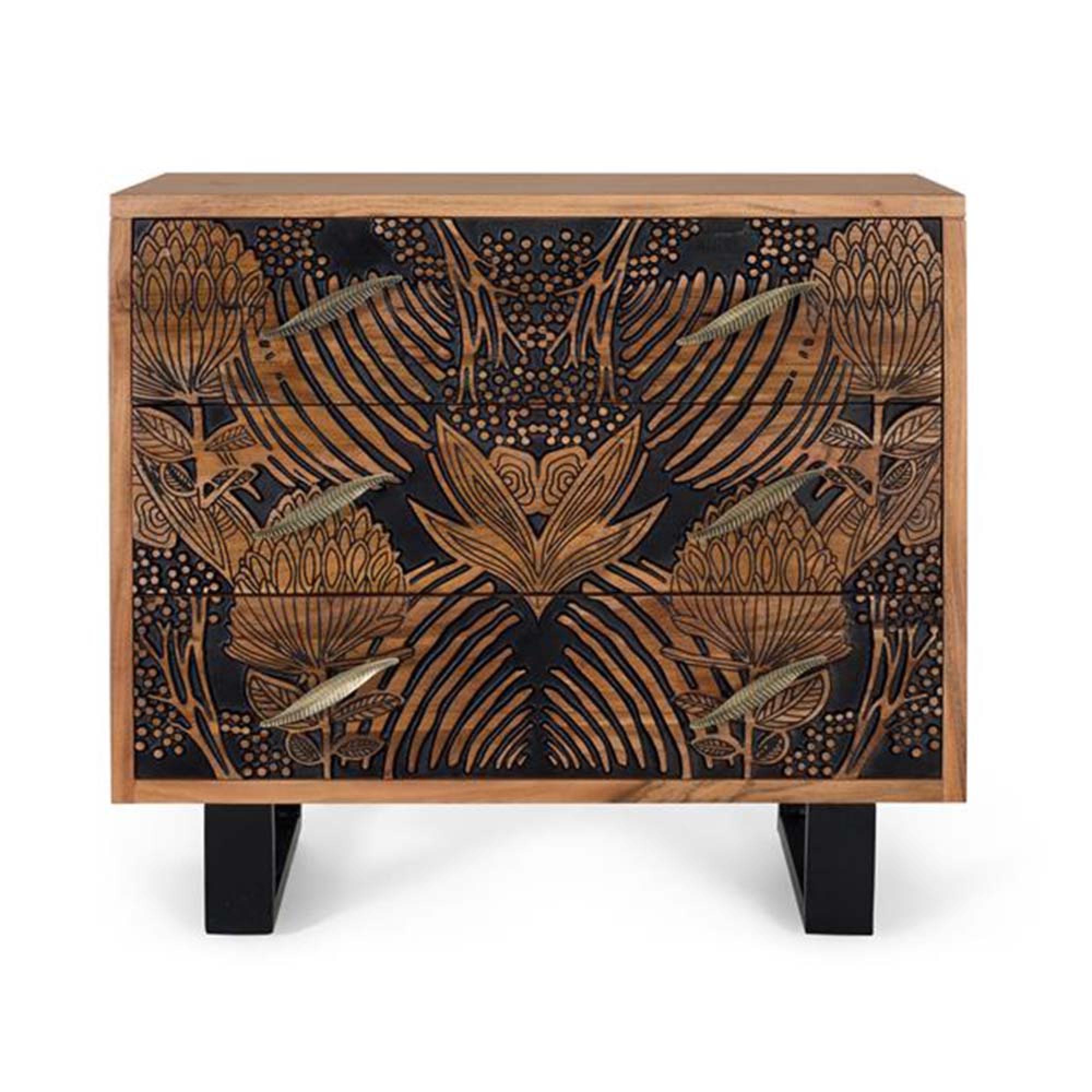 Product photograph of Hadleigh Acacia Wood 3 Drawer Chest from Choice Furniture Superstore.