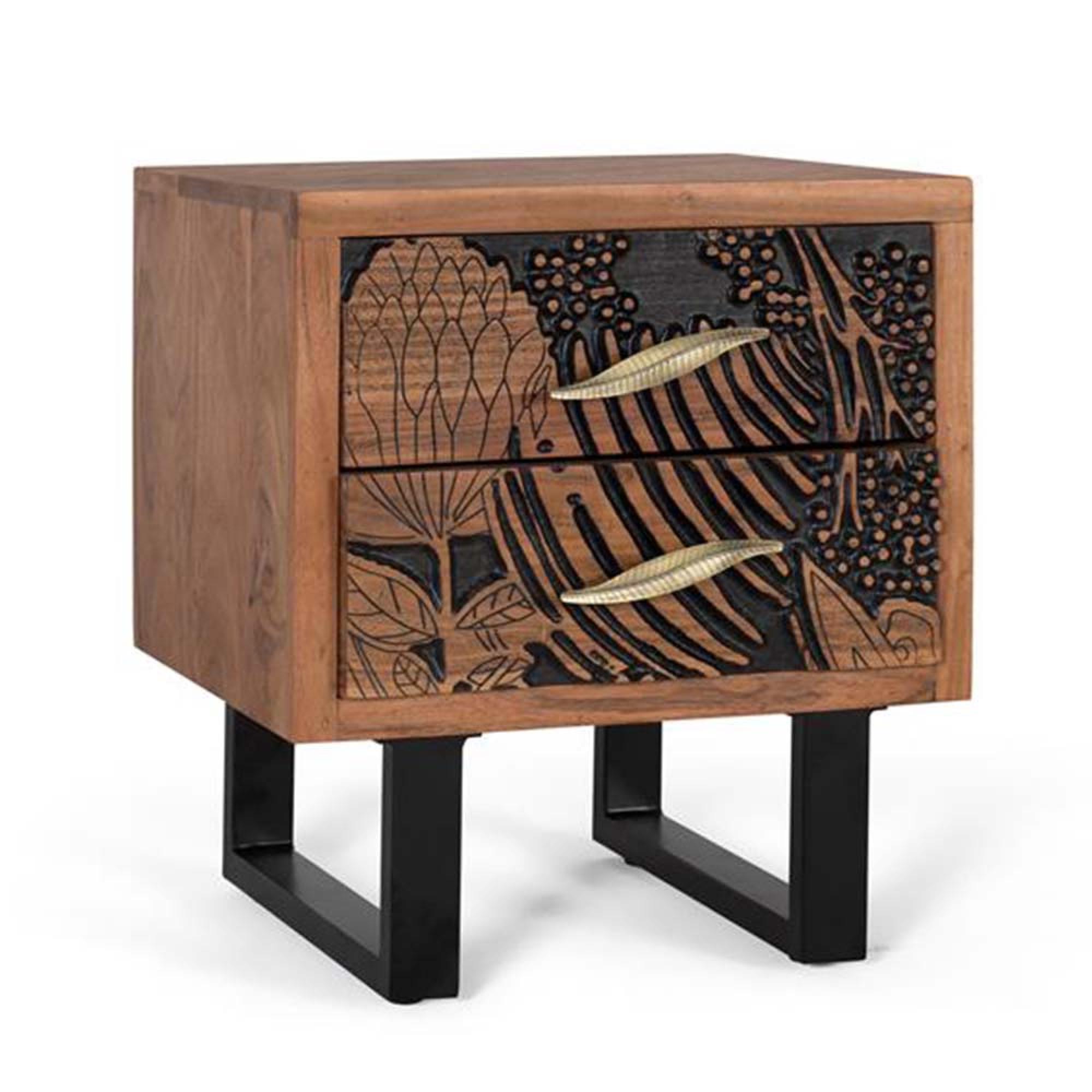 Product photograph of Hadleigh Acacia Wood 2 Drawer Side Table from Choice Furniture Superstore.
