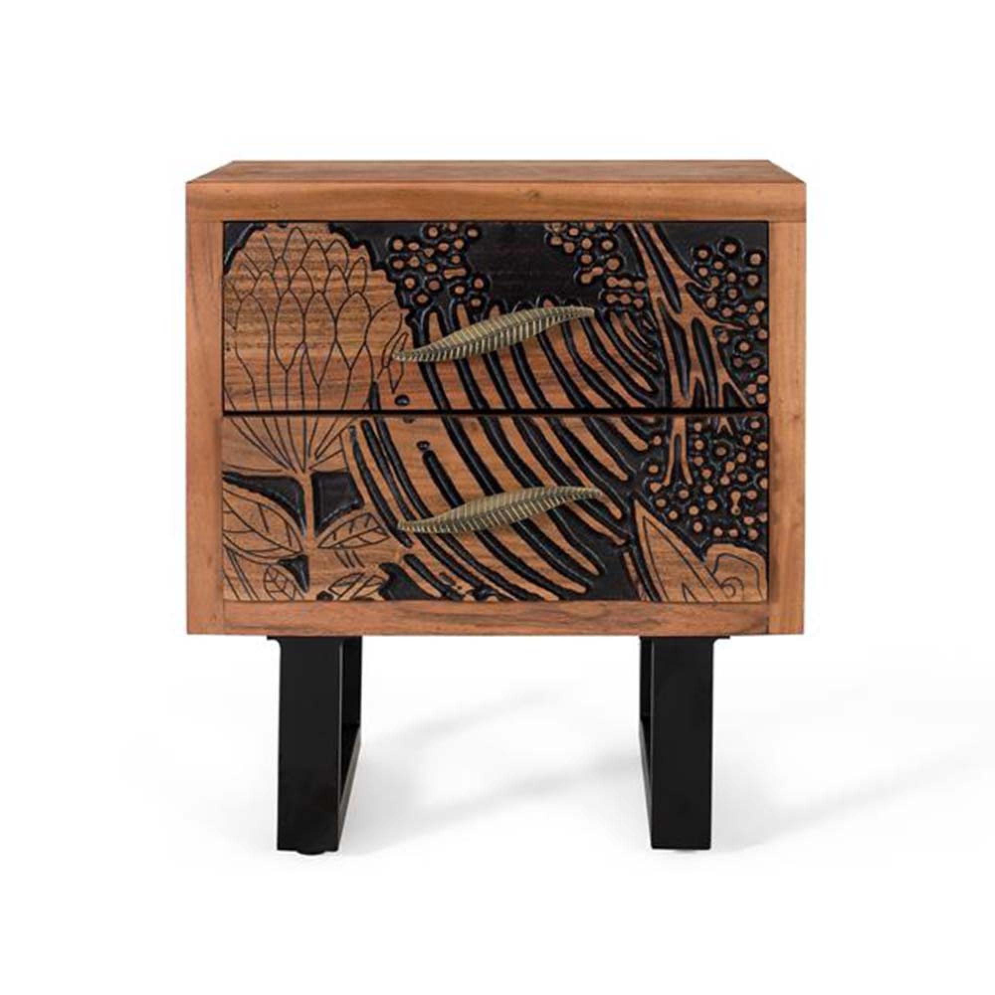 Product photograph of Hadleigh Acacia Wood 2 Drawer Side Table from Choice Furniture Superstore.