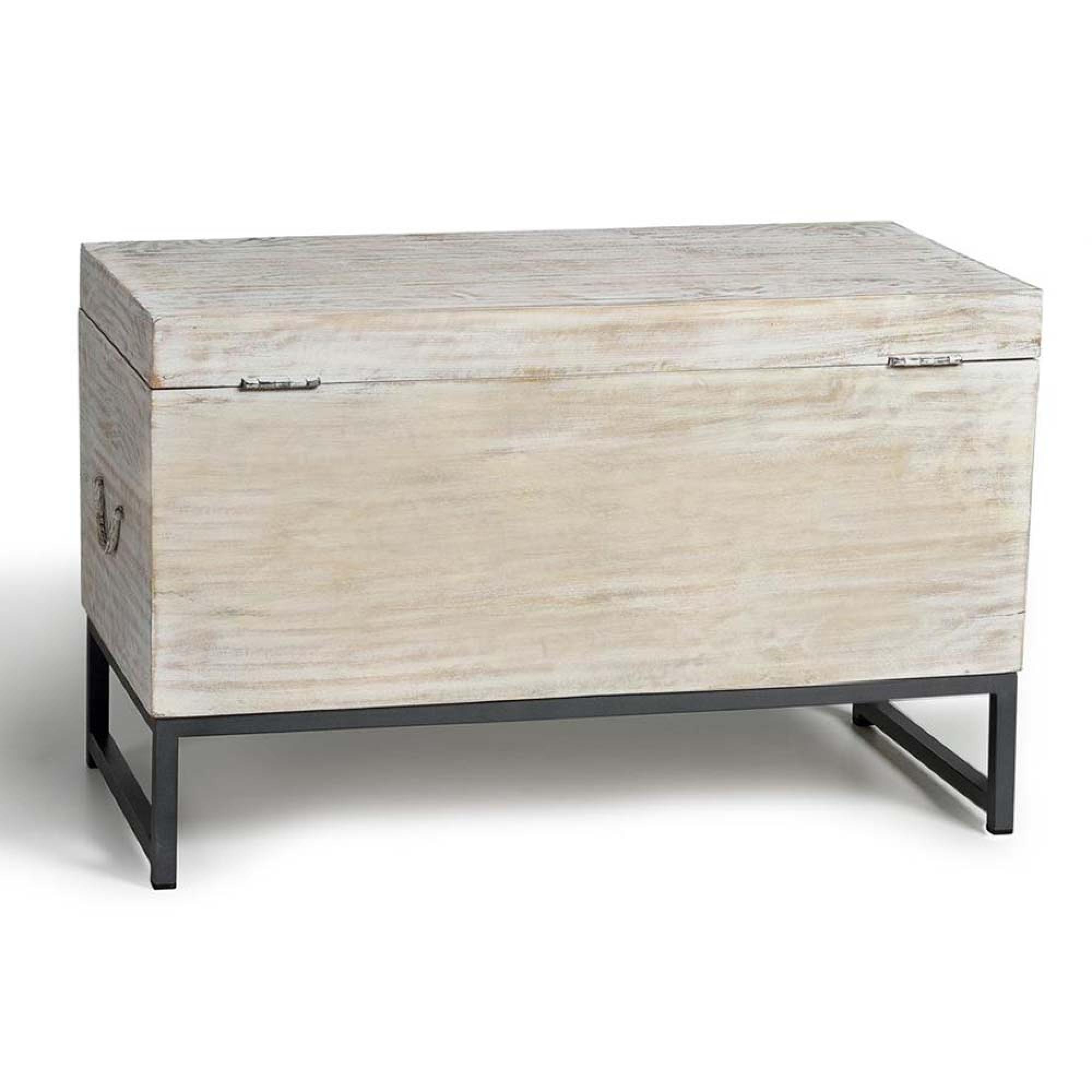 Product photograph of Quintana White Washed Carved Mango Wood Storage Trunk - 80cm from Choice Furniture Superstore.