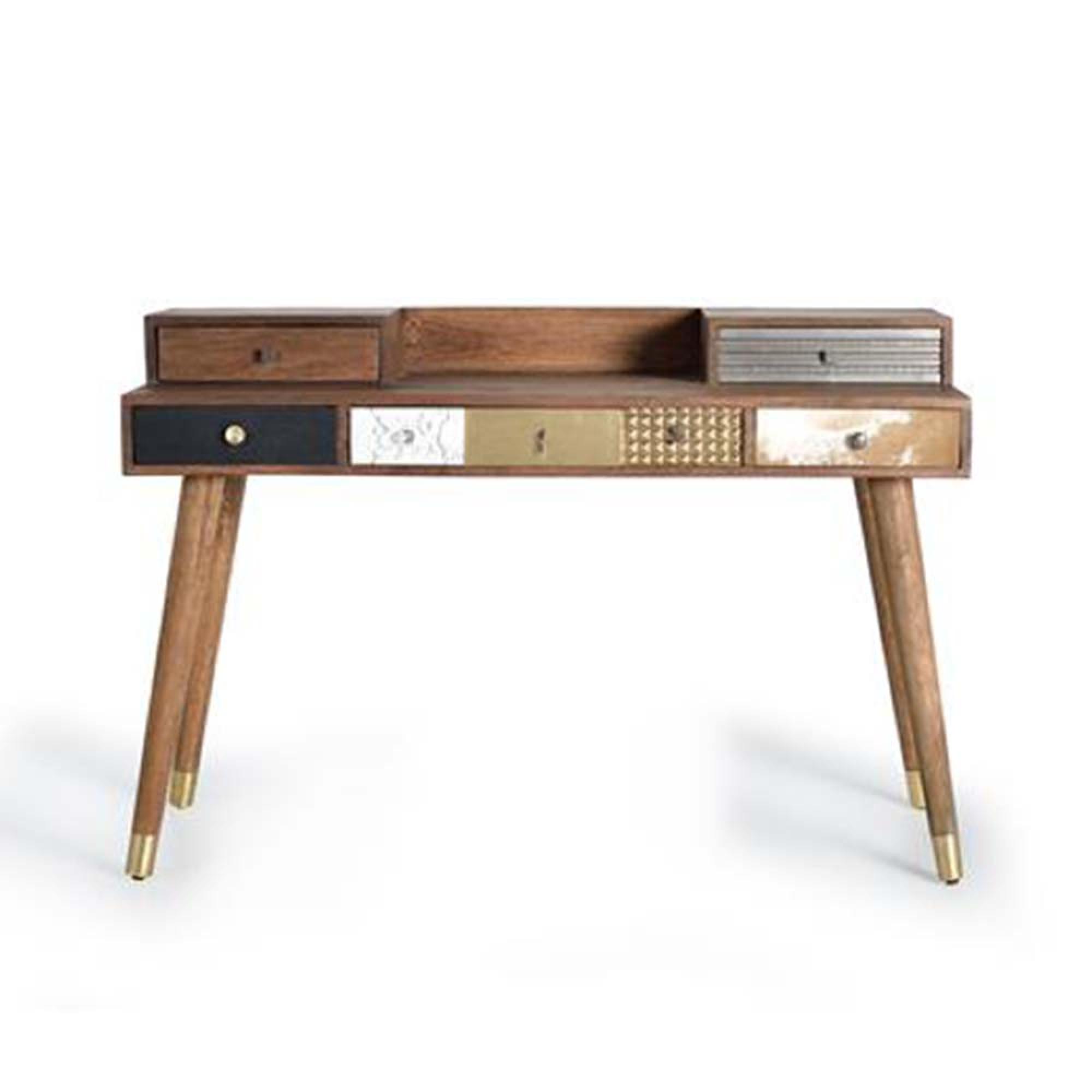 Product photograph of Bonham Mango Wood 5 Drawer Desk from Choice Furniture Superstore.