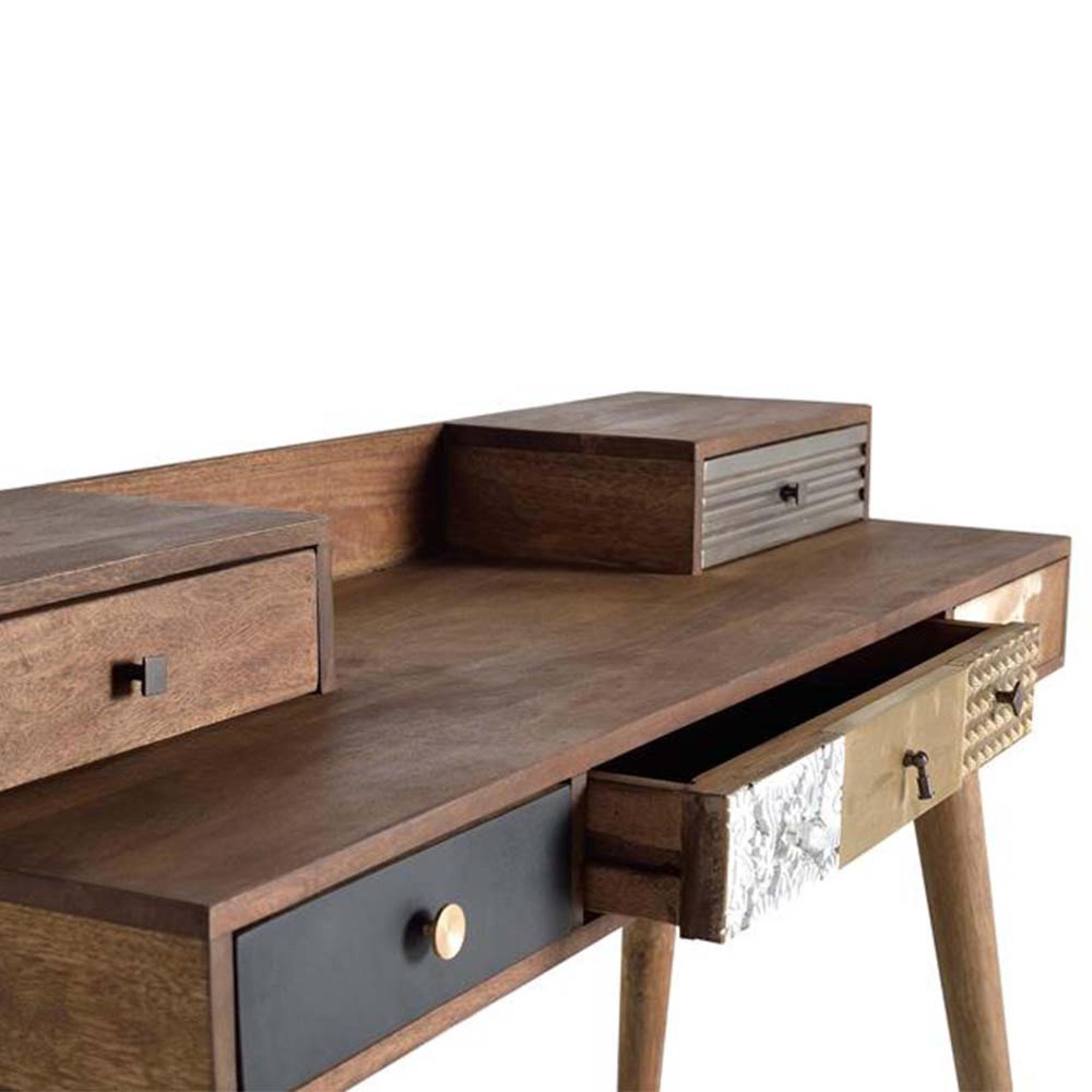 Product photograph of Bonham Mango Wood 5 Drawer Desk from Choice Furniture Superstore.