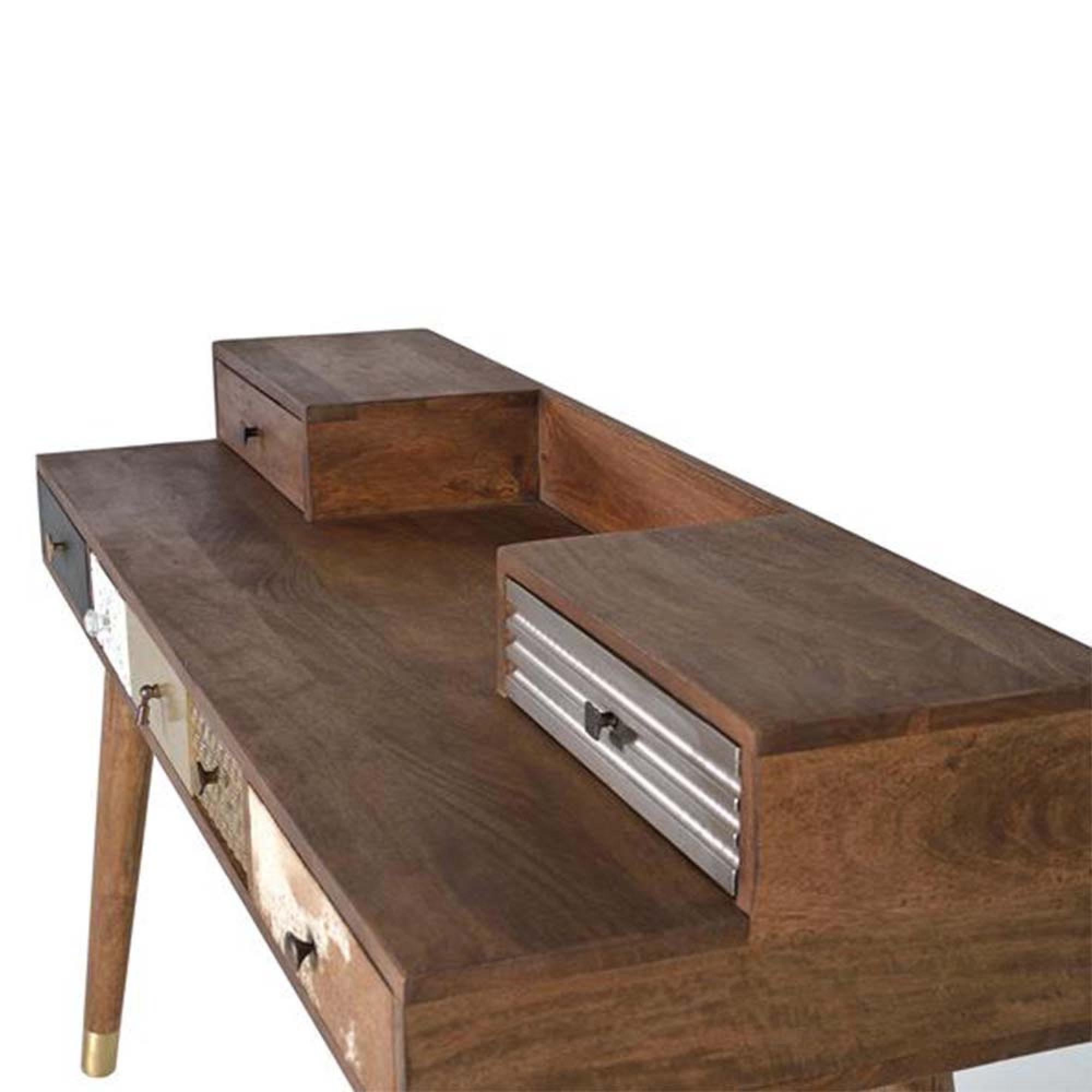Product photograph of Bonham Mango Wood 5 Drawer Desk from Choice Furniture Superstore.