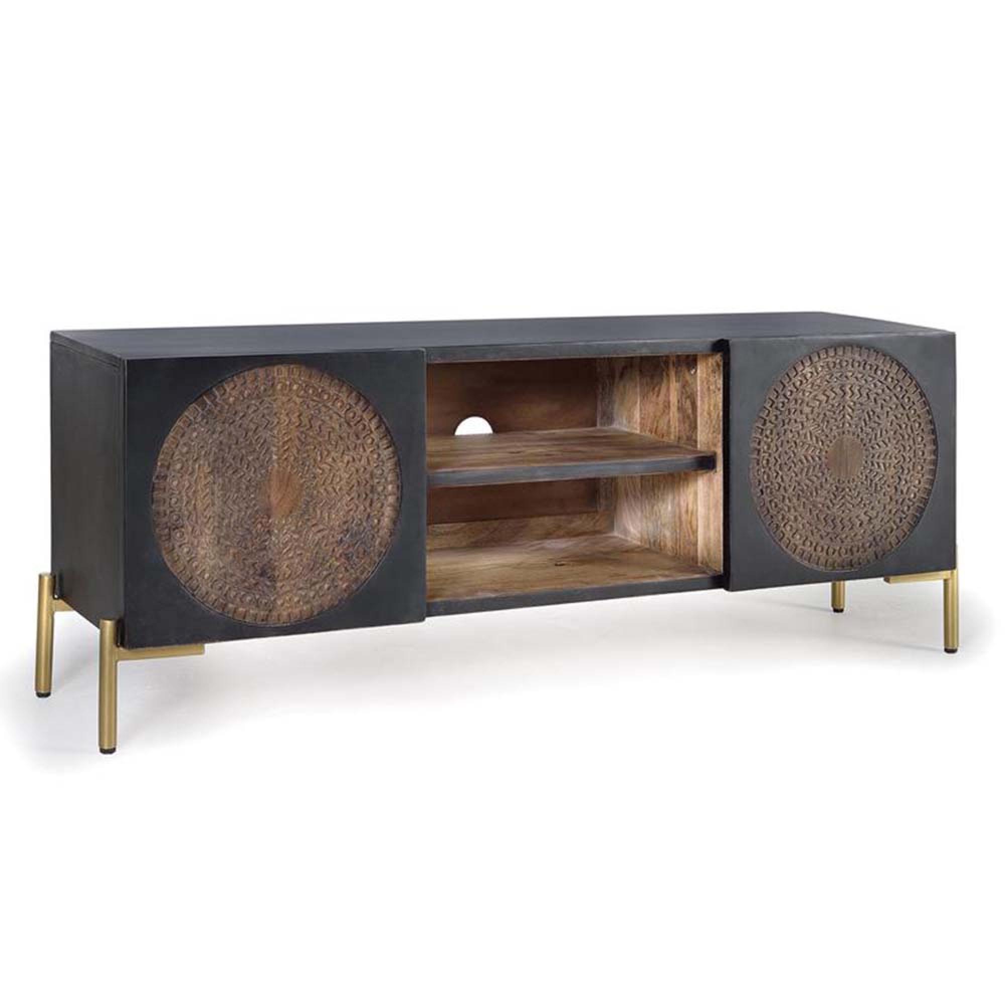 Product photograph of Refton Mango Wood Storage Tv Unit from Choice Furniture Superstore.