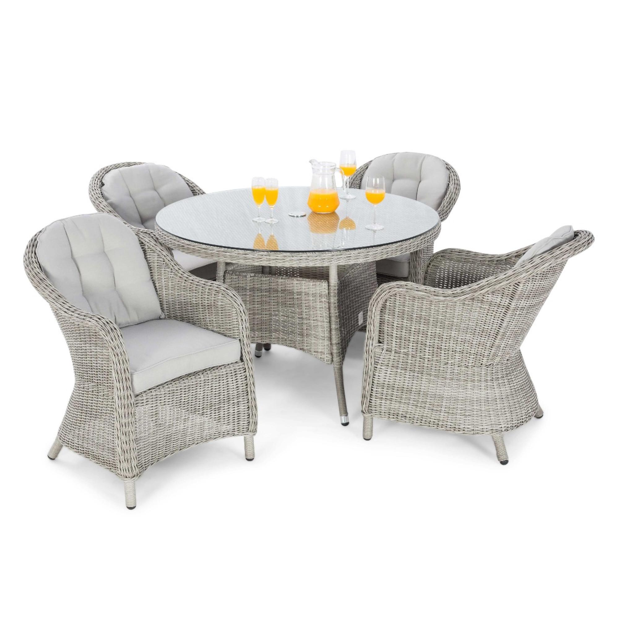 Product photograph of Maze Oxford Heritage Rattan 4 Seat Round Dining Set from Choice Furniture Superstore.