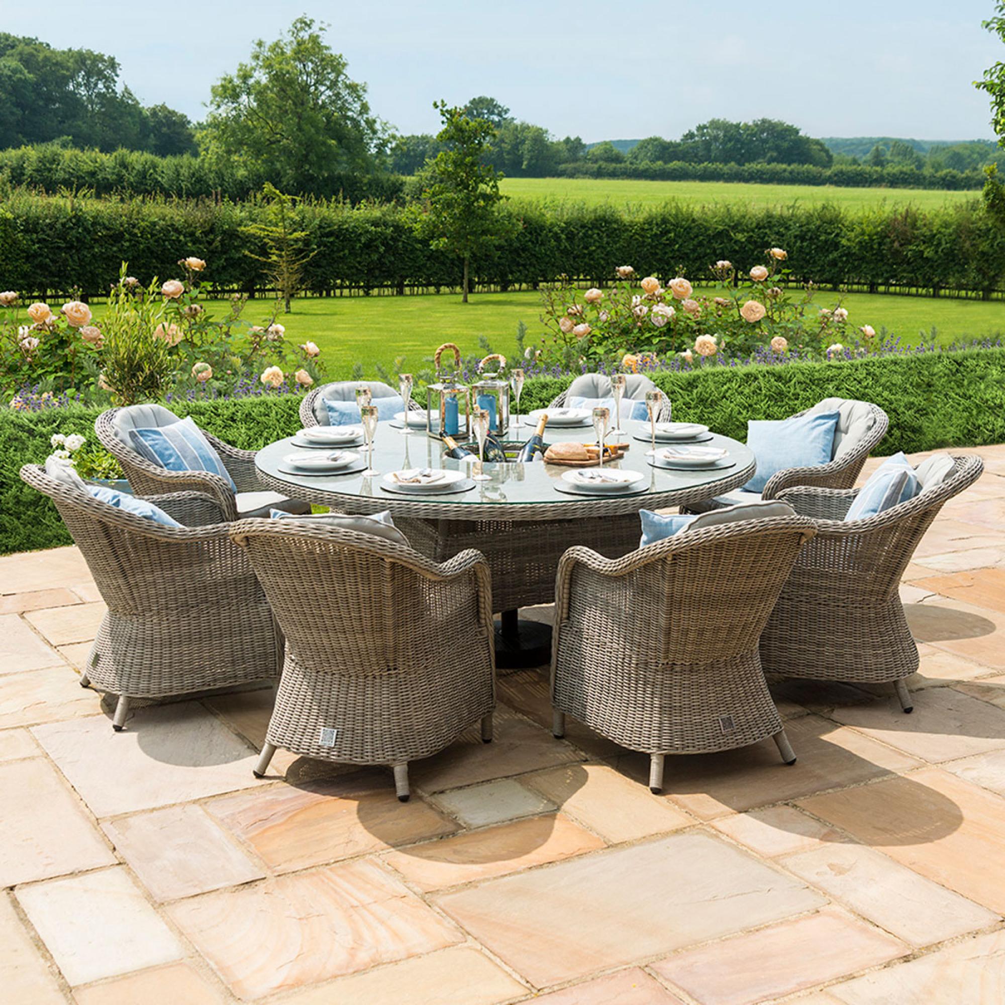 Product photograph of Maze Oxford Heritage 8 Seat Round Rattan Dining Set With Lazy Susan And Ice Bucket from Choice Furniture Superstore.