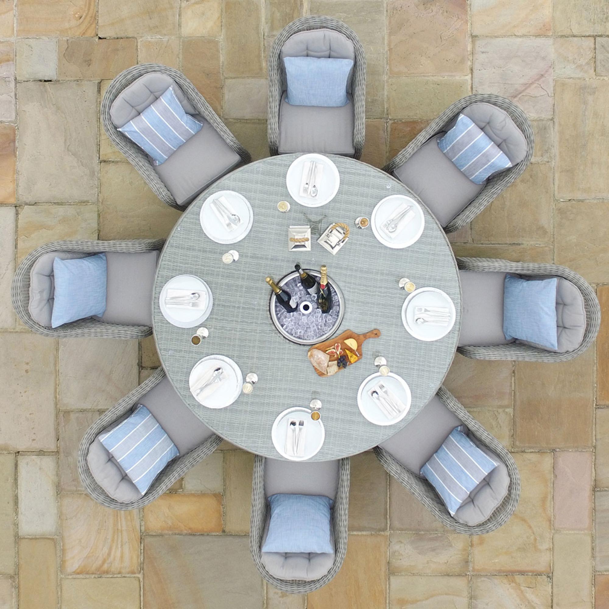 Product photograph of Maze Oxford Heritage 8 Seat Round Rattan Dining Set With Lazy Susan And Ice Bucket from Choice Furniture Superstore.