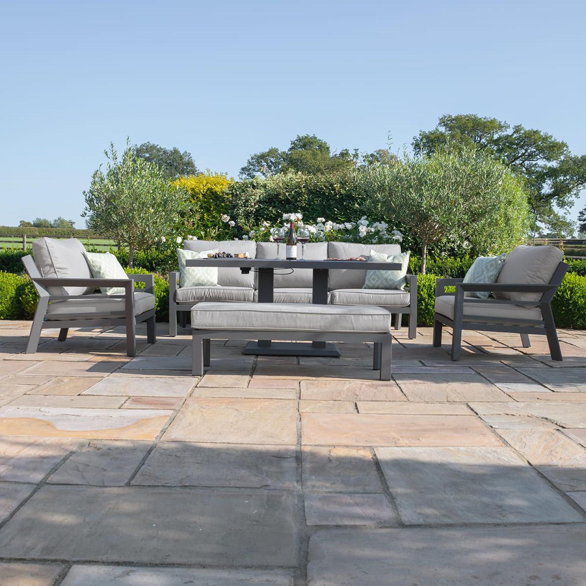 Product photograph of Maze New York Dove Grey 3 Seat Sofa Set With 2 Armchairs And Rising Table from Choice Furniture Superstore.