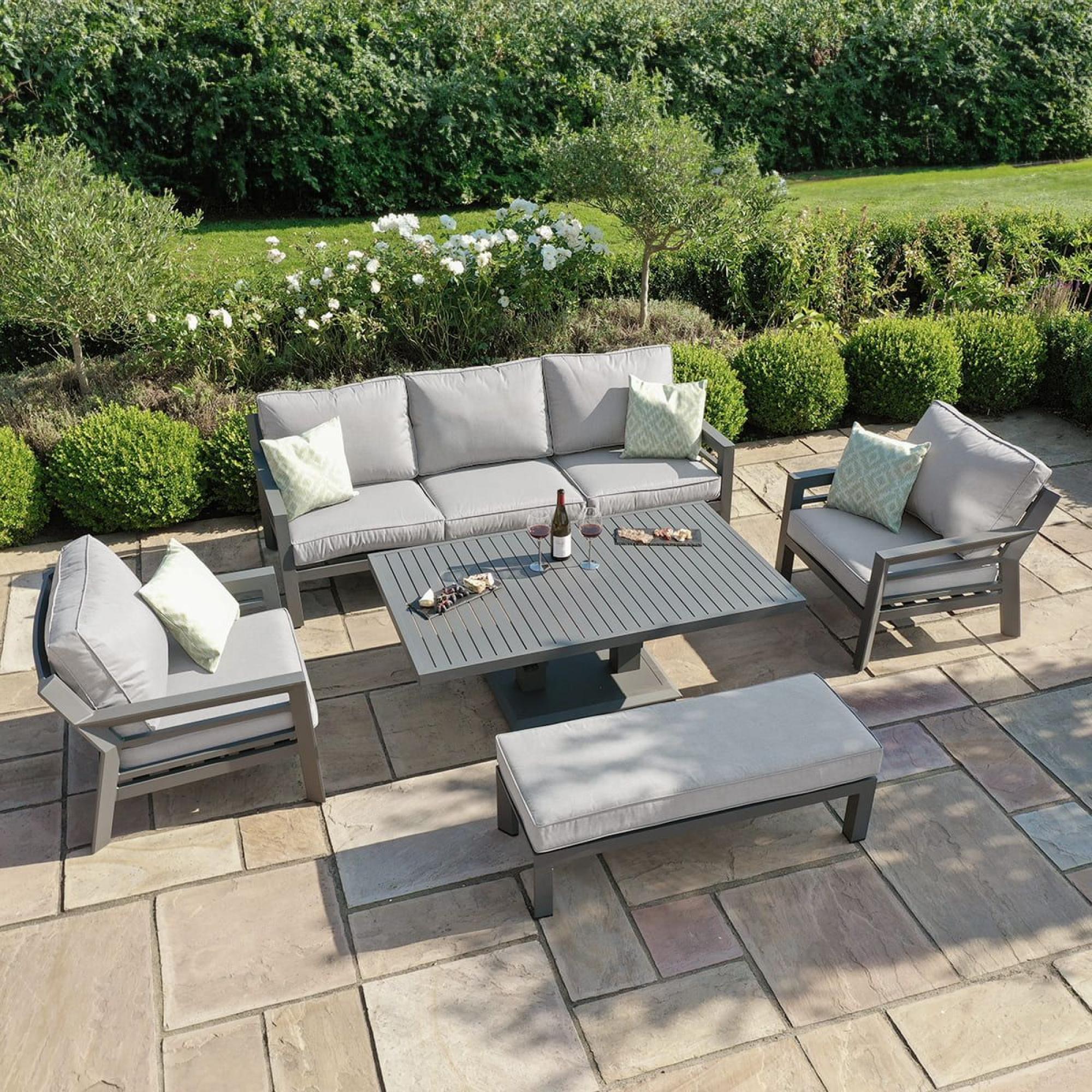 Product photograph of Maze New York Dove Grey 3 Seat Sofa Set With 2 Armchairs And Rising Table from Choice Furniture Superstore.
