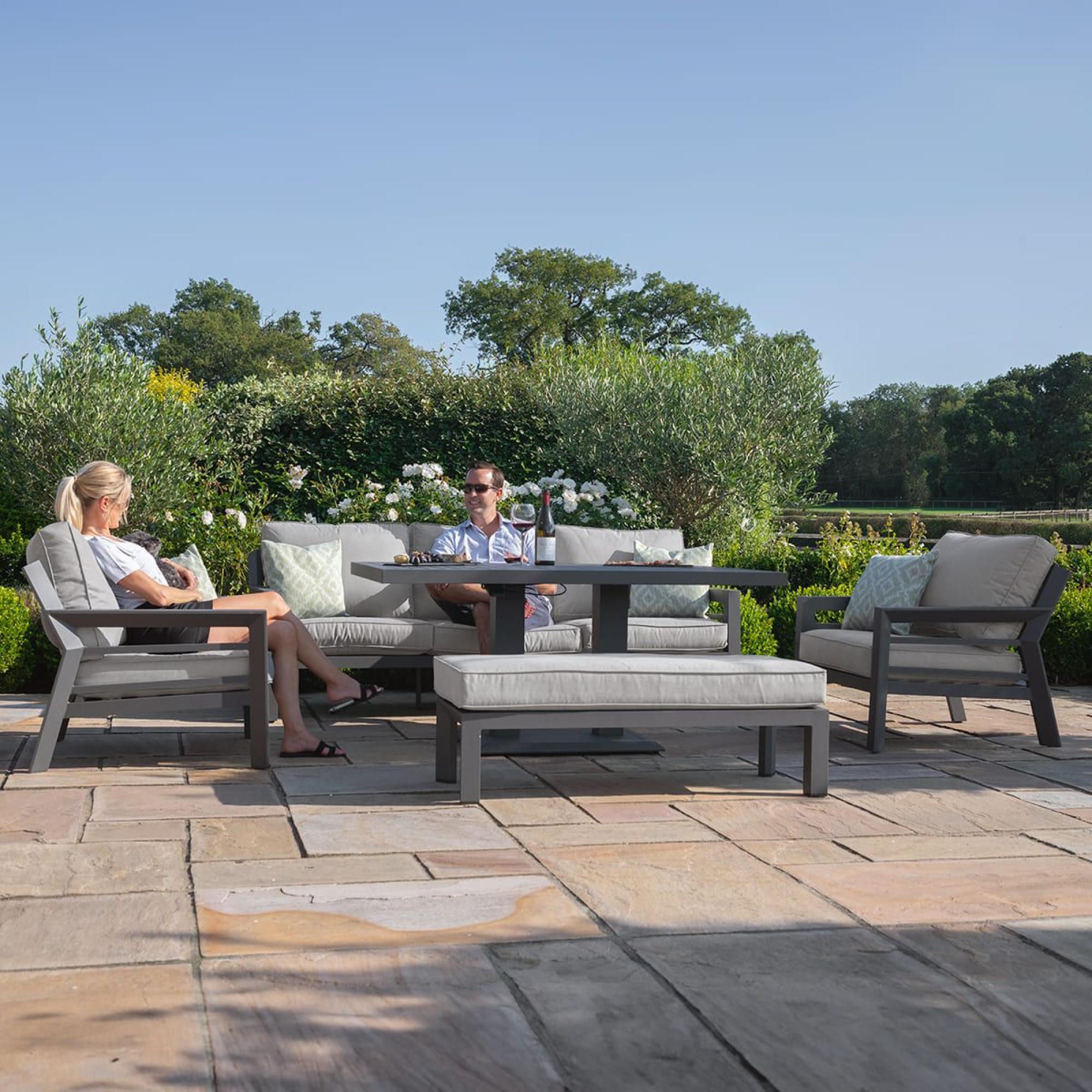 Product photograph of Maze New York Dove Grey 3 Seat Sofa Set With 2 Armchairs And Rising Table from Choice Furniture Superstore.