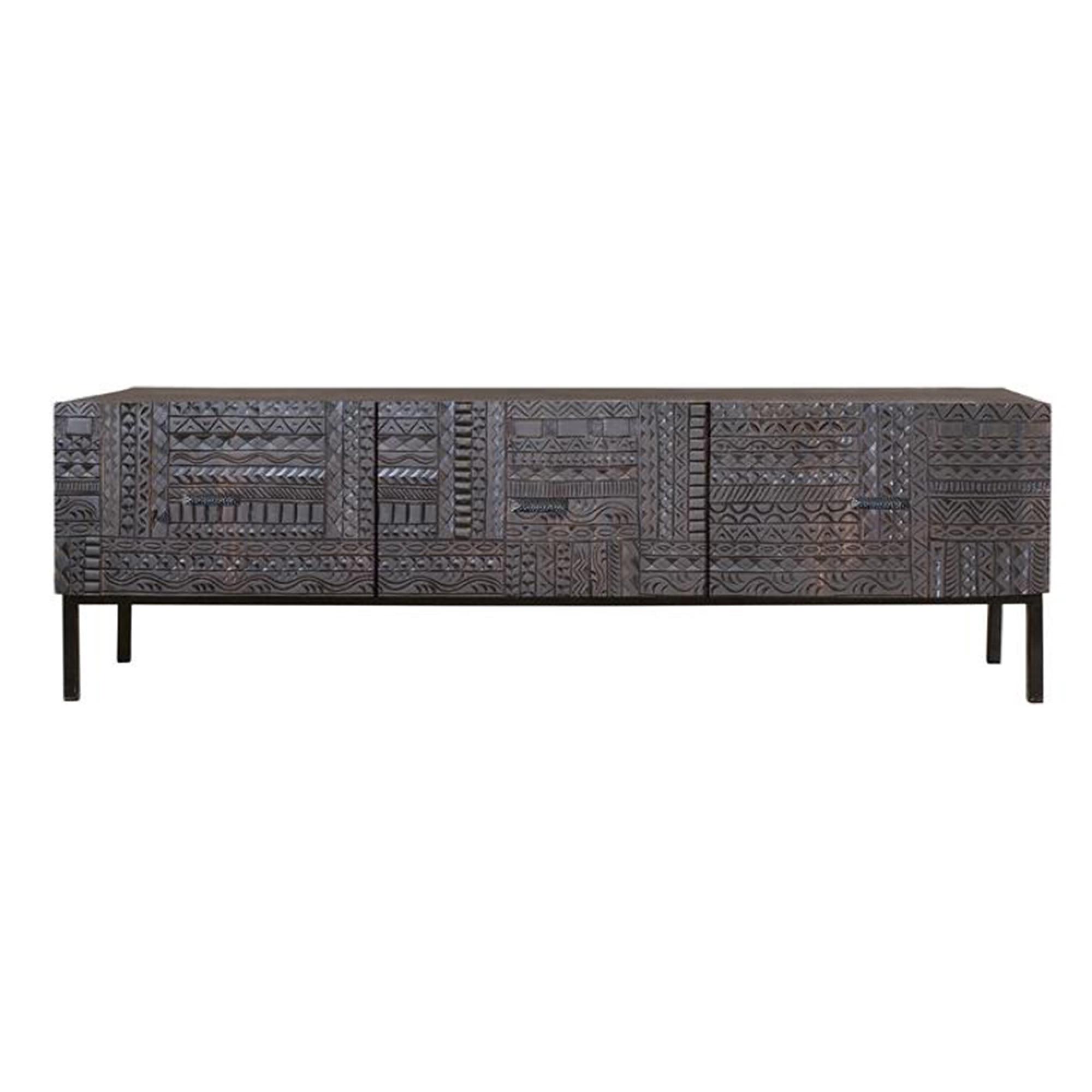 Product photograph of Macedonia Hand Carved Mango Wood Storage Tv Unit from Choice Furniture Superstore.
