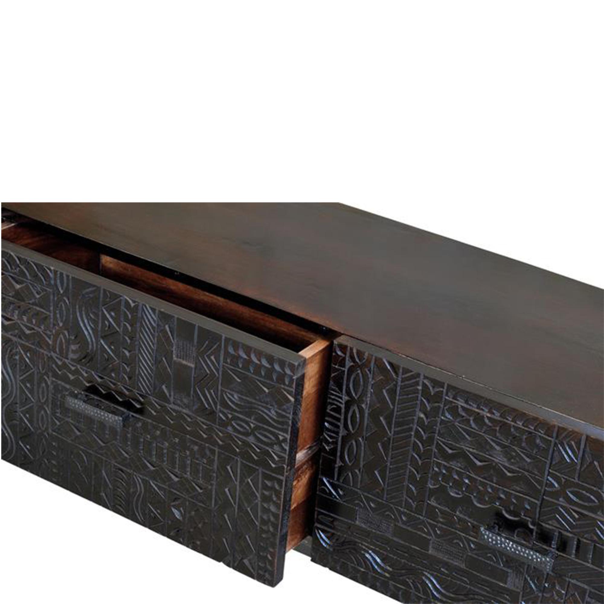 Product photograph of Macedonia Hand Carved Mango Wood Storage Tv Unit from Choice Furniture Superstore.