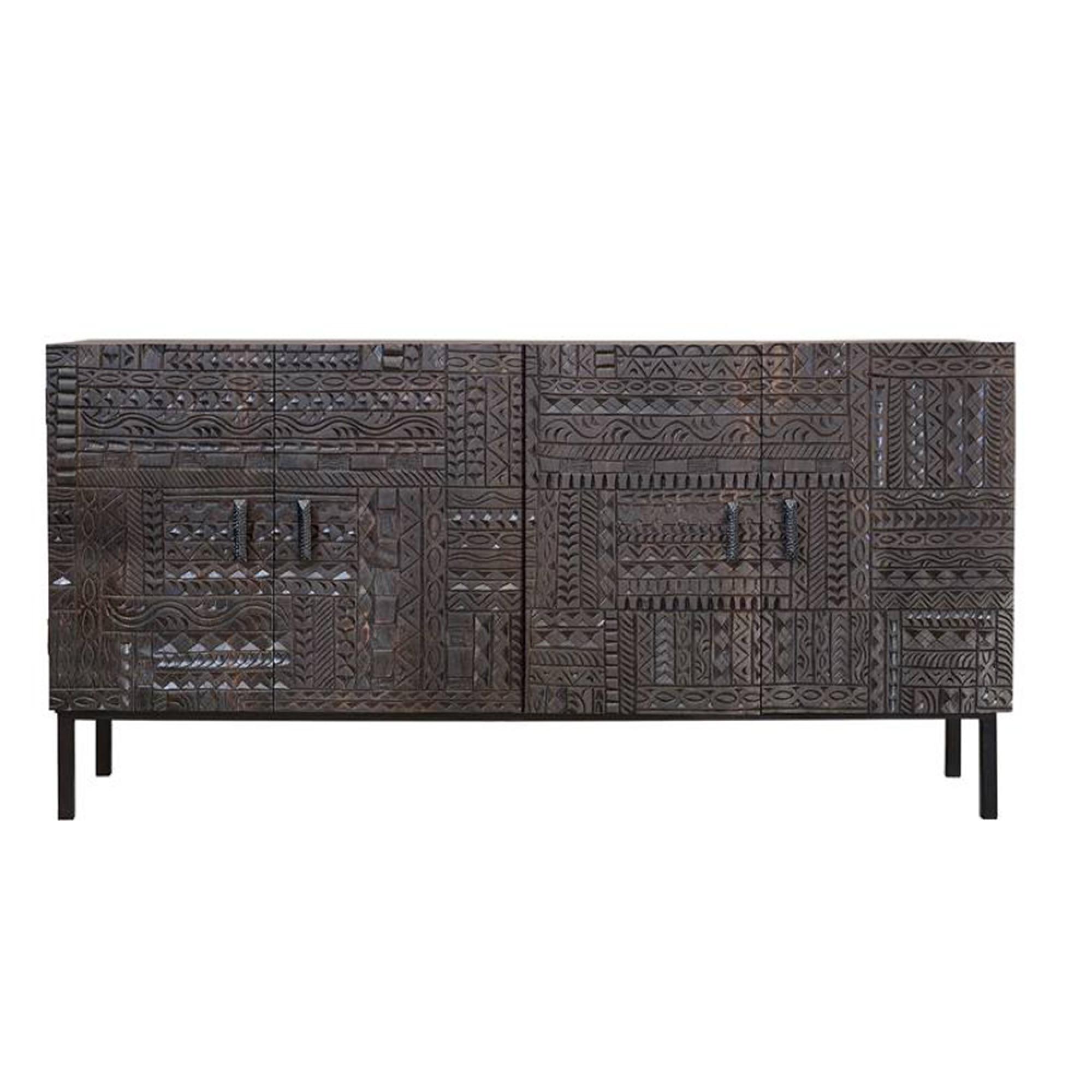 Product photograph of Macedonia Hand Carved Mango Wood Extra Large 4 Door Sideboard - 180cm from Choice Furniture Superstore.