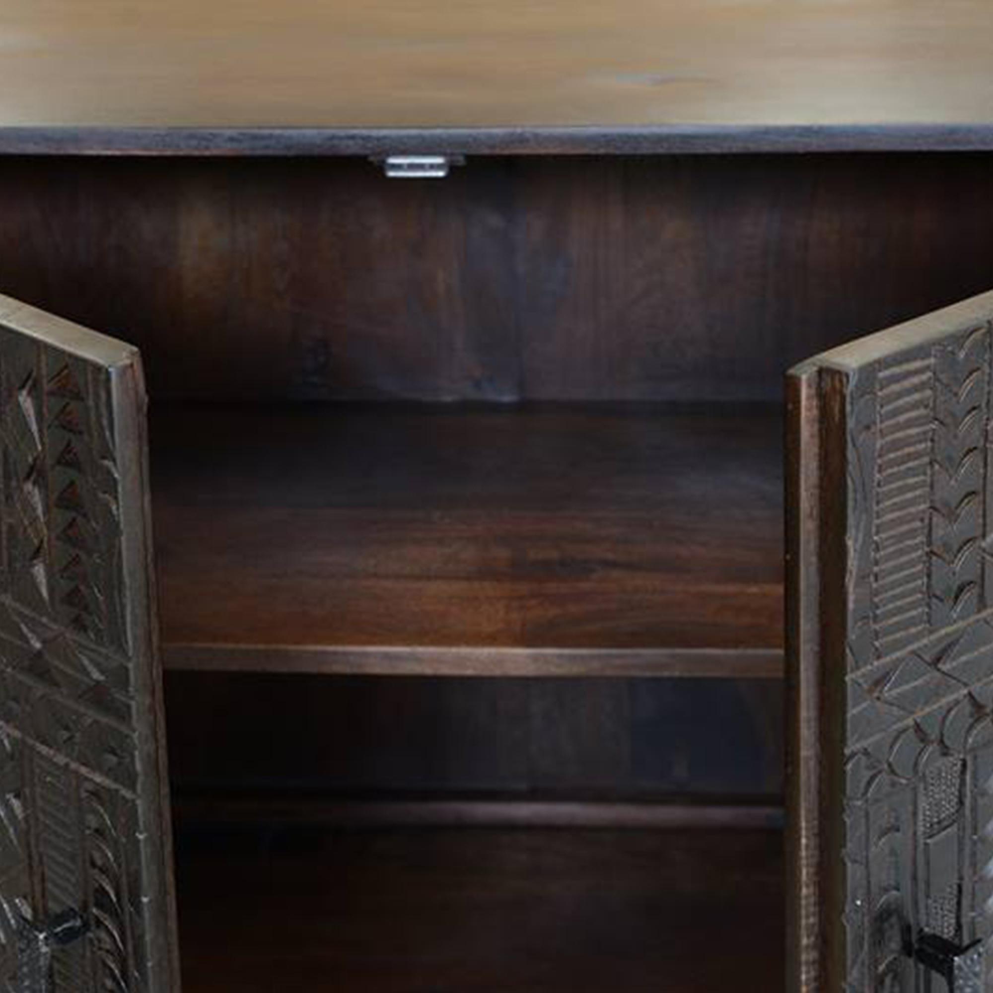 Product photograph of Macedonia Hand Carved Mango Wood Extra Large 4 Door Sideboard - 180cm from Choice Furniture Superstore.