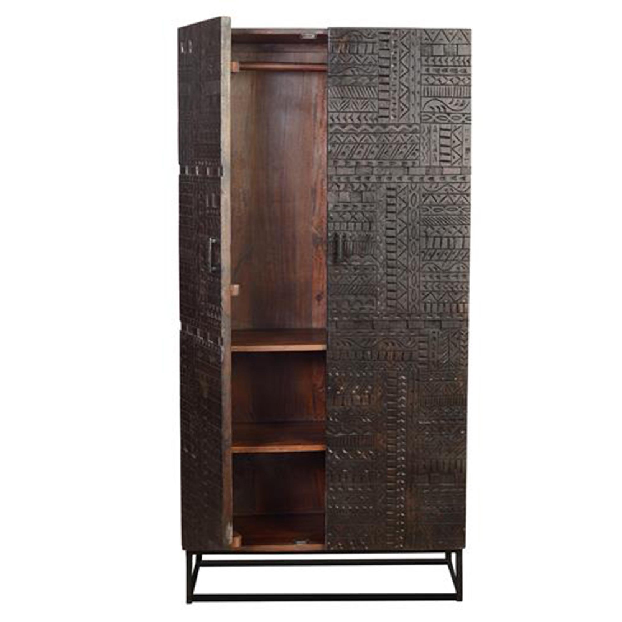 Product photograph of Macedonia Hand Carved Mango Wood 2 Door Wardrobe from Choice Furniture Superstore.
