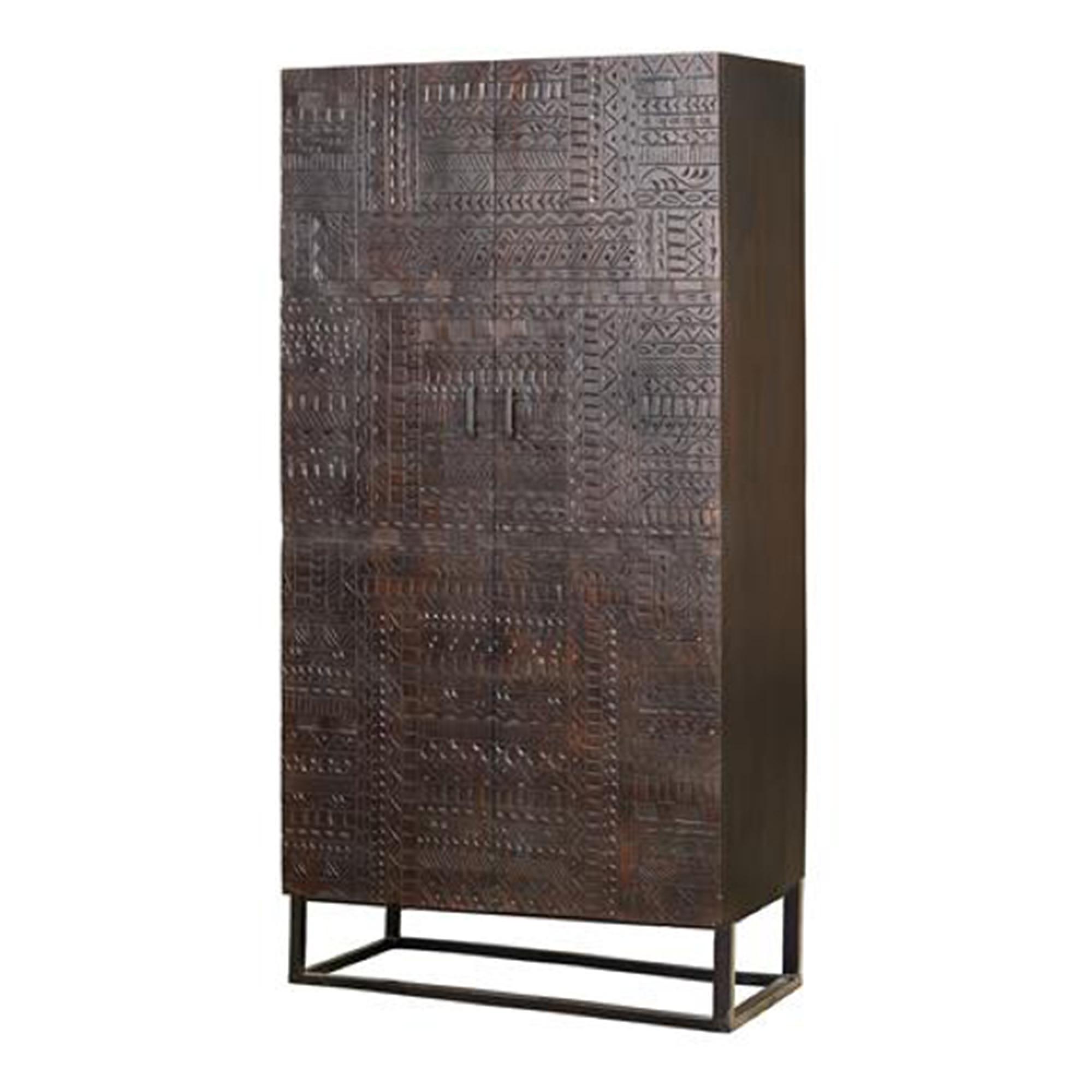 Product photograph of Macedonia Hand Carved Mango Wood 2 Door Wardrobe from Choice Furniture Superstore.
