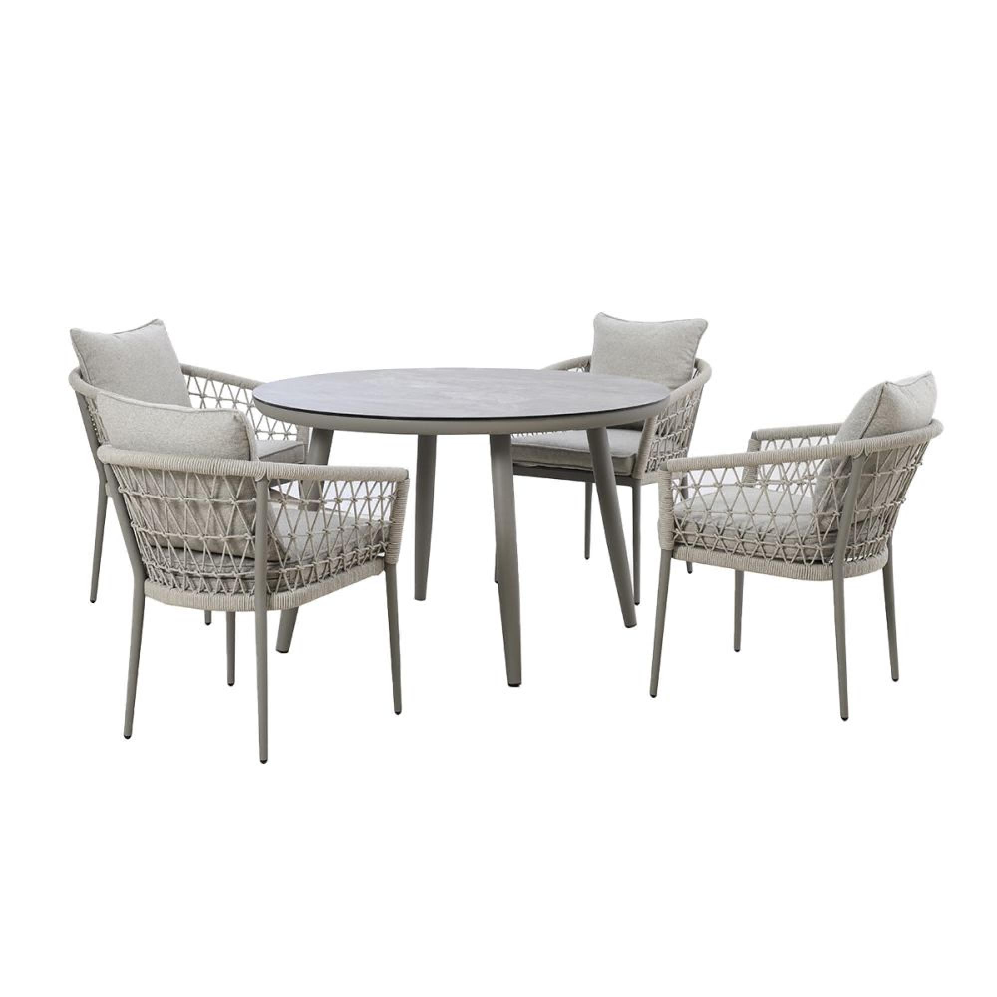 Product photograph of Maze Monaco Cool Linen 4 Seat Lazy Susan Round Dining Set from Choice Furniture Superstore.