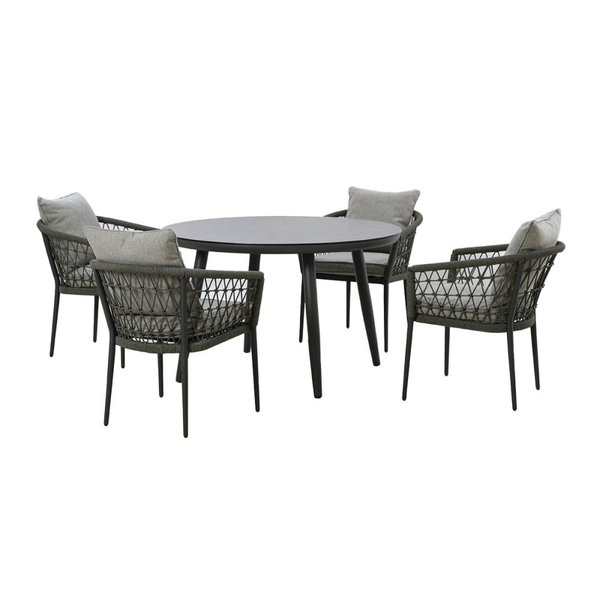 Product photograph of Maze Monaco Ivy Green 4 Seat Lazy Susan Round Dining Set from Choice Furniture Superstore.