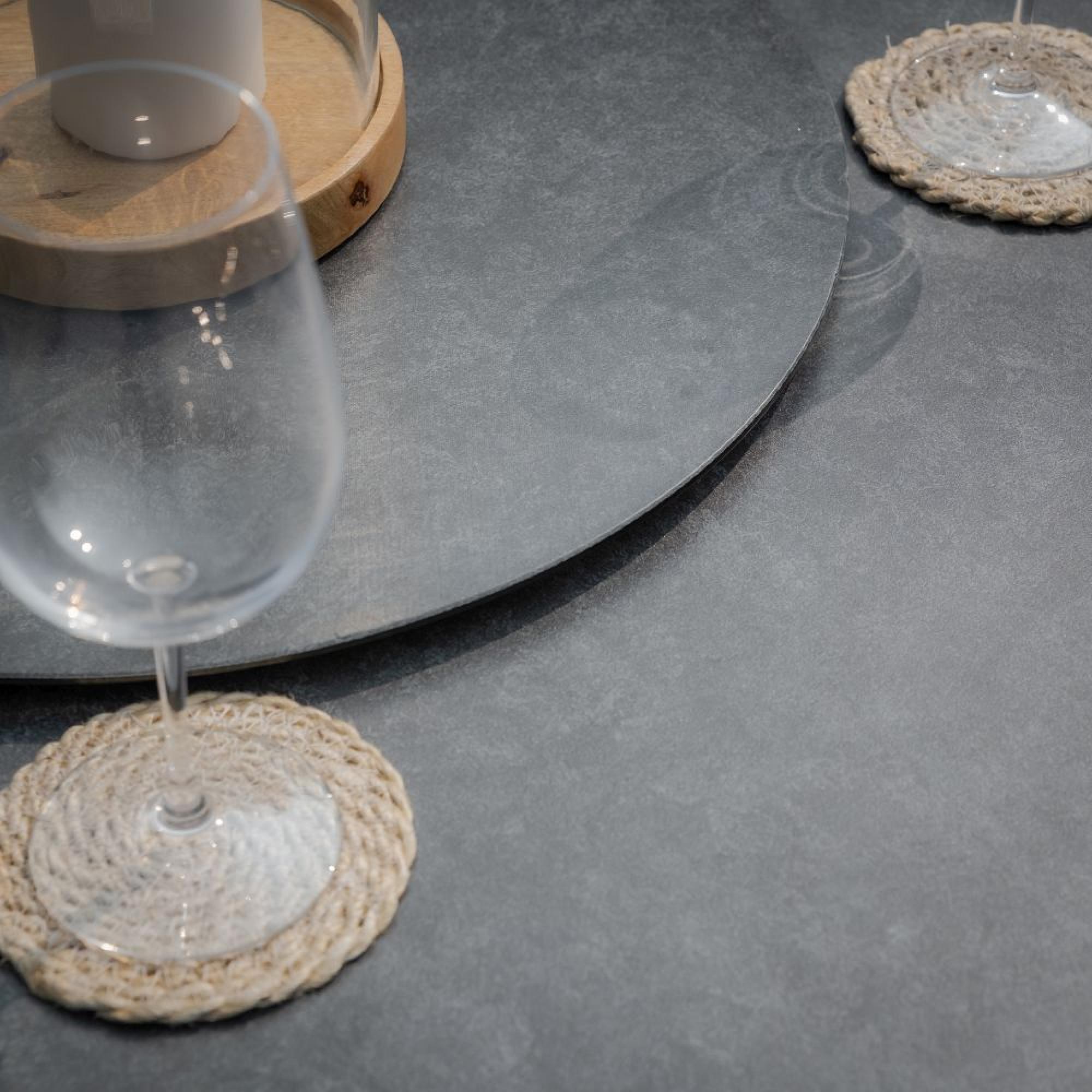 Product photograph of Maze Monaco Ivy Green 6 Seat Lazy Susan Oval Dining Set from Choice Furniture Superstore.