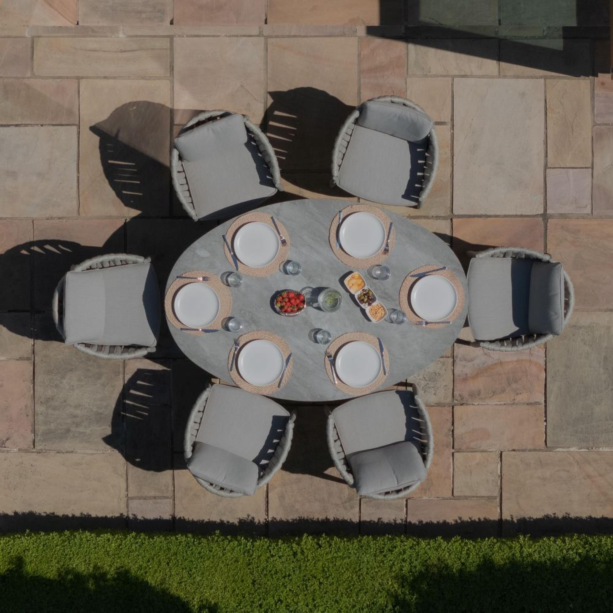 Product photograph of Maze Milan Cool Linen 6 Seat Oval Dining Set from Choice Furniture Superstore.