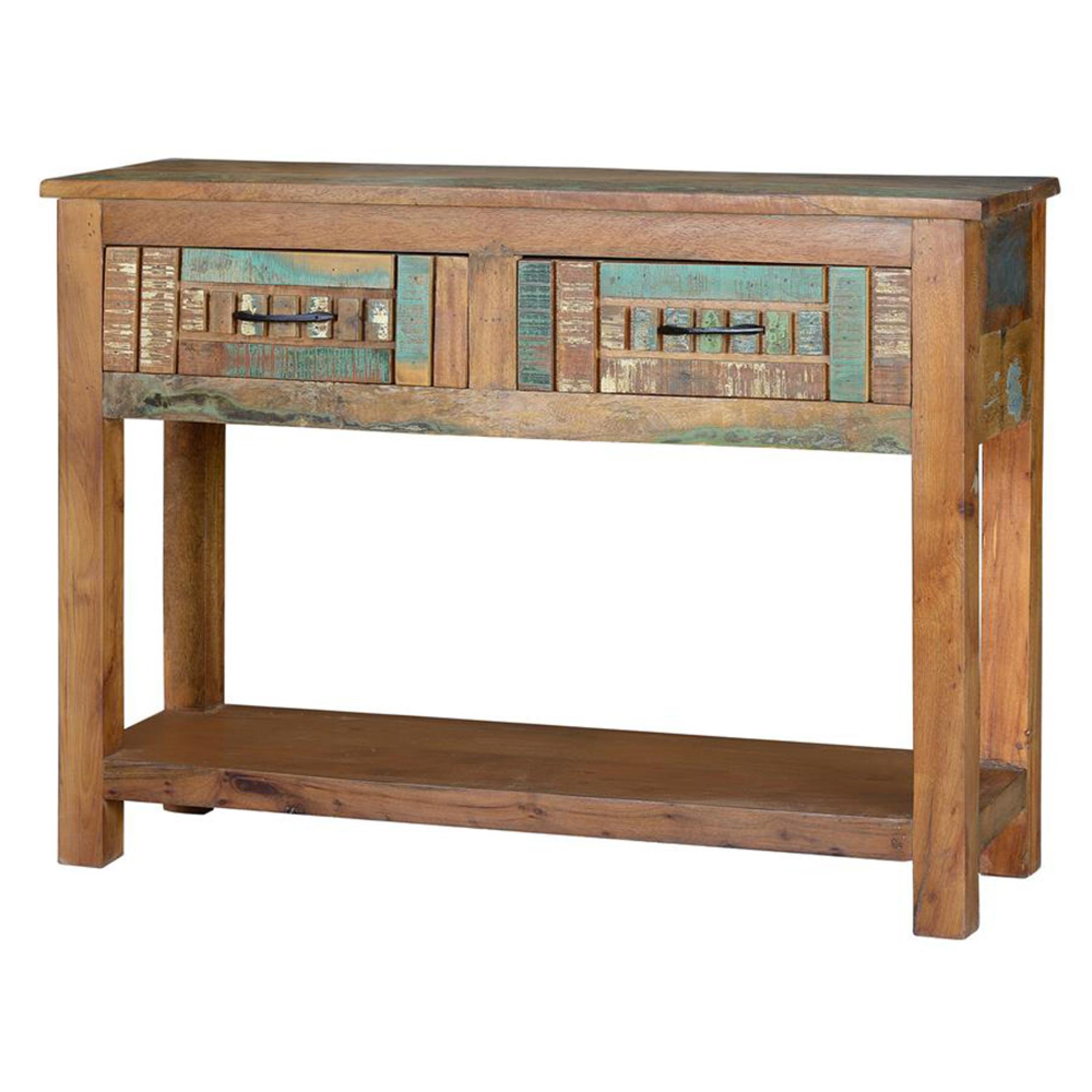 Product photograph of Zangird Recycled Wood 2 Drawer Console Table from Choice Furniture Superstore.