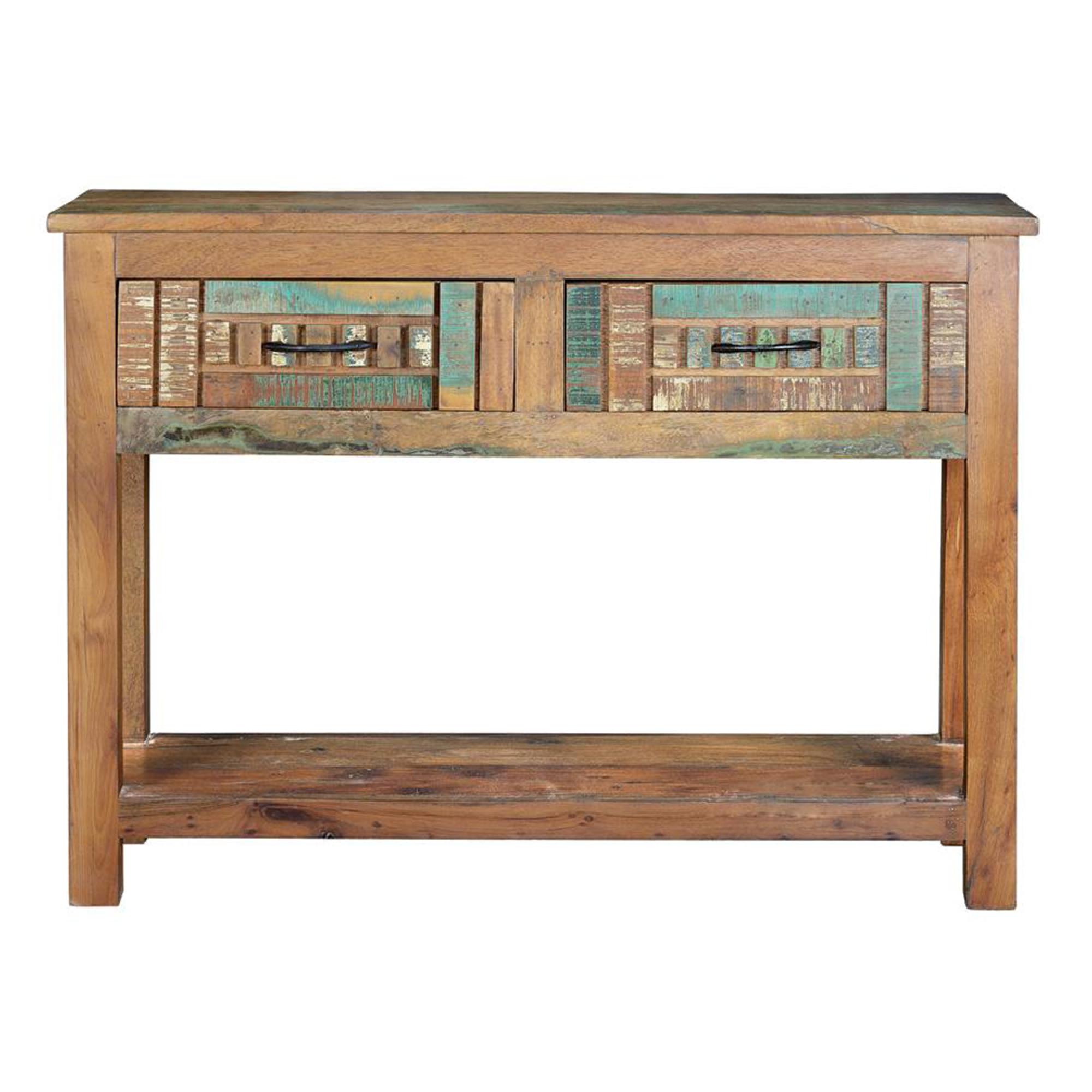 Product photograph of Zangird Recycled Wood 2 Drawer Console Table from Choice Furniture Superstore.