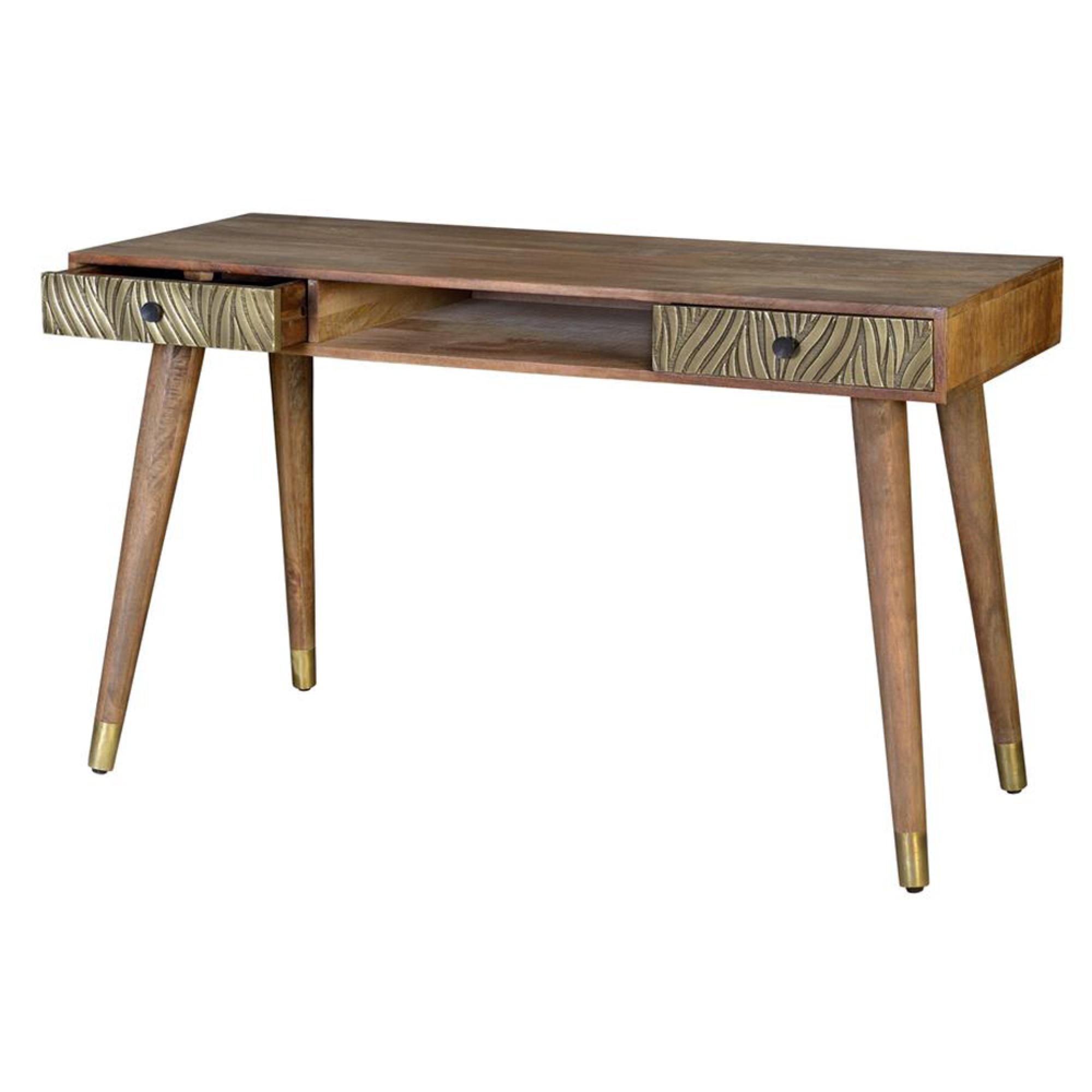 Product photograph of Hamlin Mango Wood 2 Drawer Desk from Choice Furniture Superstore.