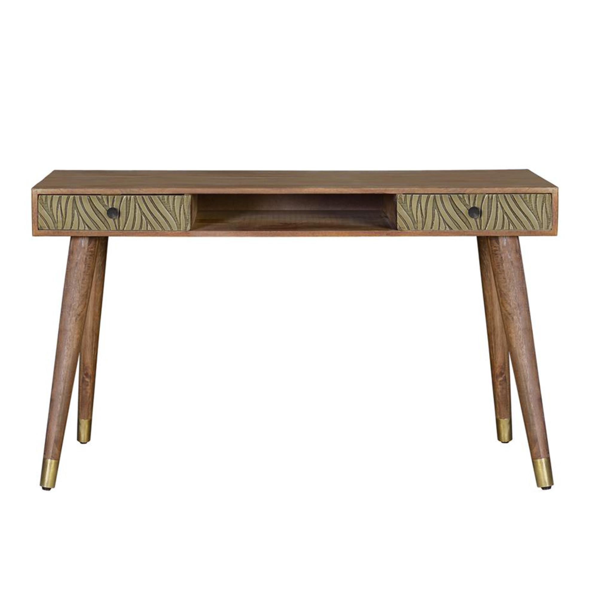 Product photograph of Hamlin Mango Wood 2 Drawer Desk from Choice Furniture Superstore.