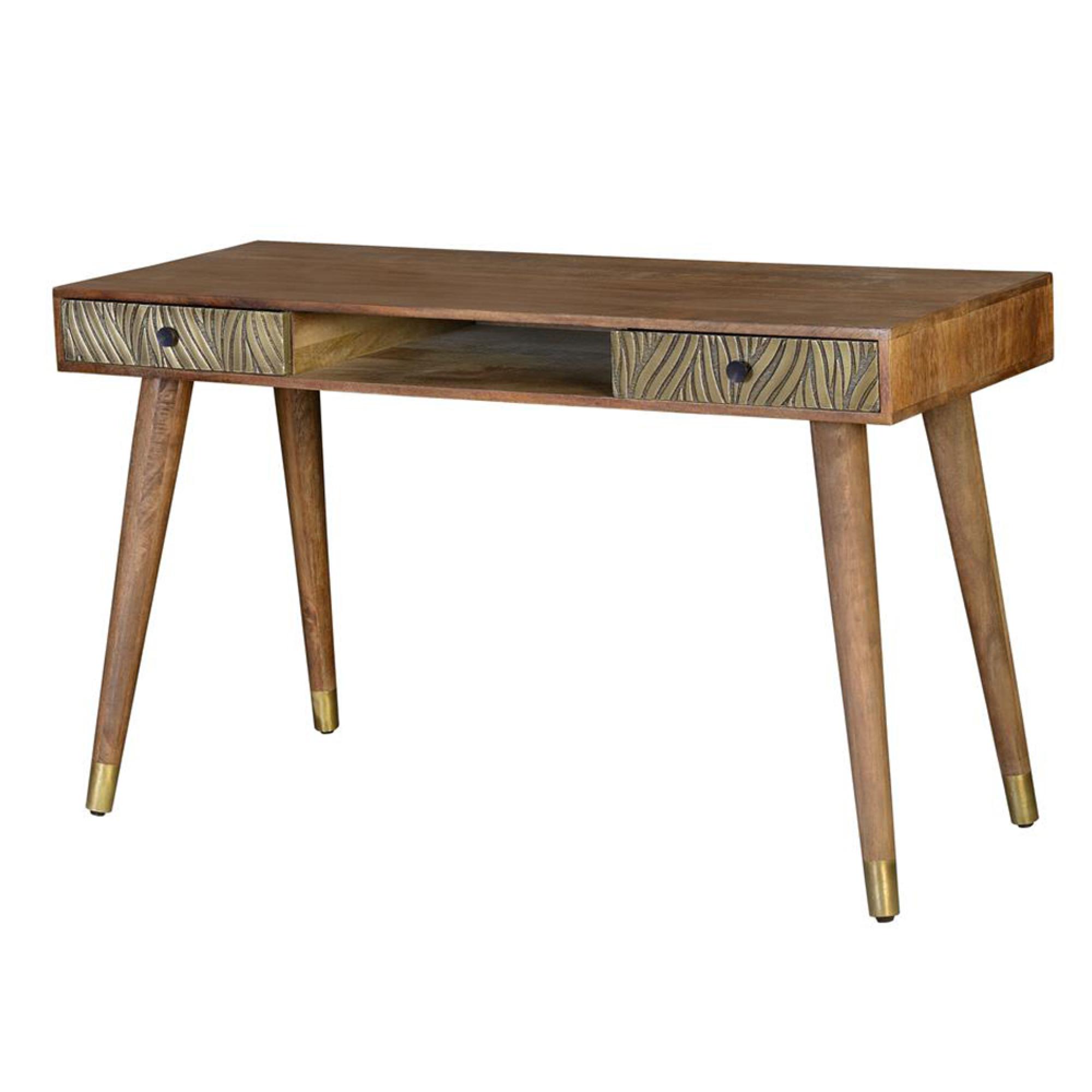 Product photograph of Hamlin Mango Wood 2 Drawer Desk from Choice Furniture Superstore.
