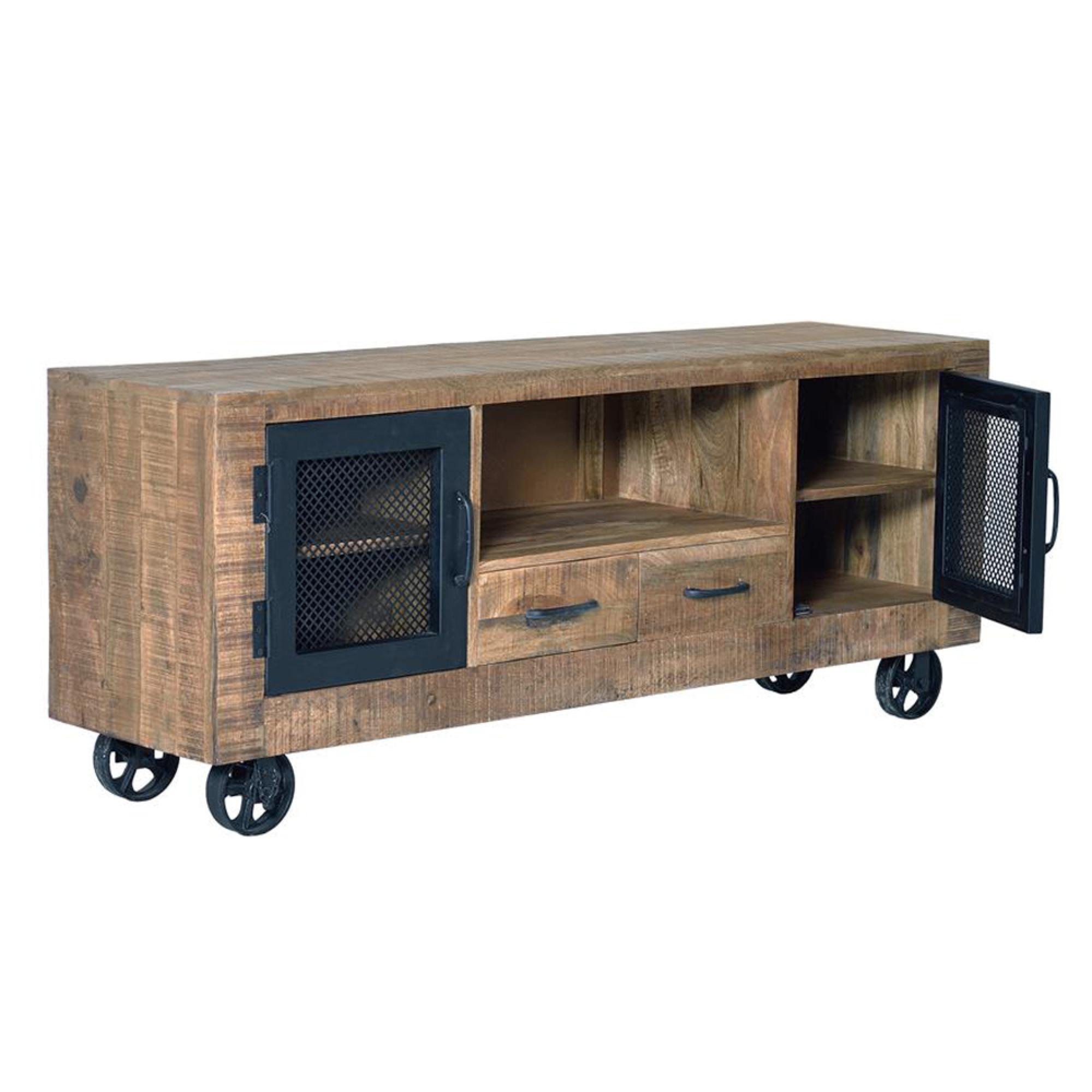 Product photograph of Hopkins Industrial Mango Wood Storage Tv Unit from Choice Furniture Superstore.