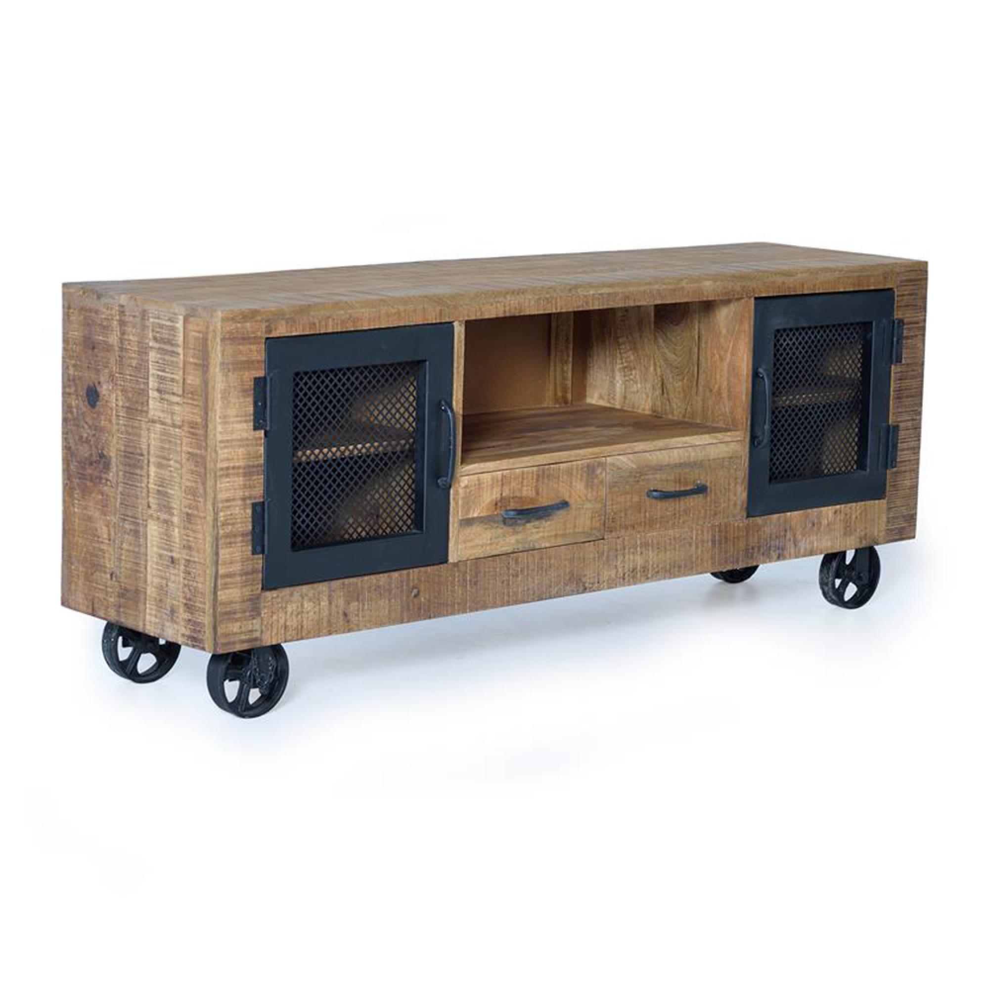 Product photograph of Hopkins Industrial Mango Wood Storage Tv Unit from Choice Furniture Superstore.