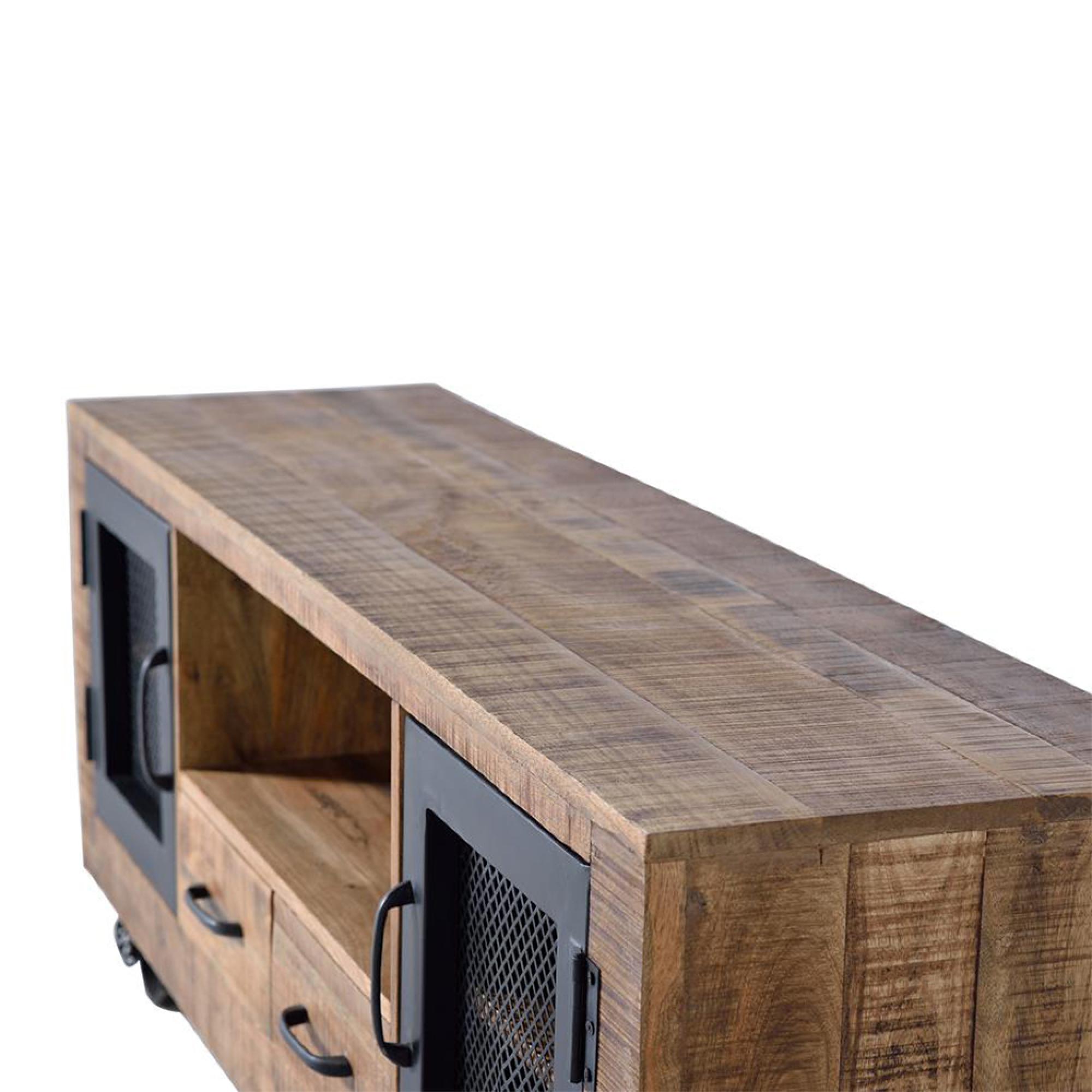 Product photograph of Hopkins Industrial Mango Wood Storage Tv Unit from Choice Furniture Superstore.