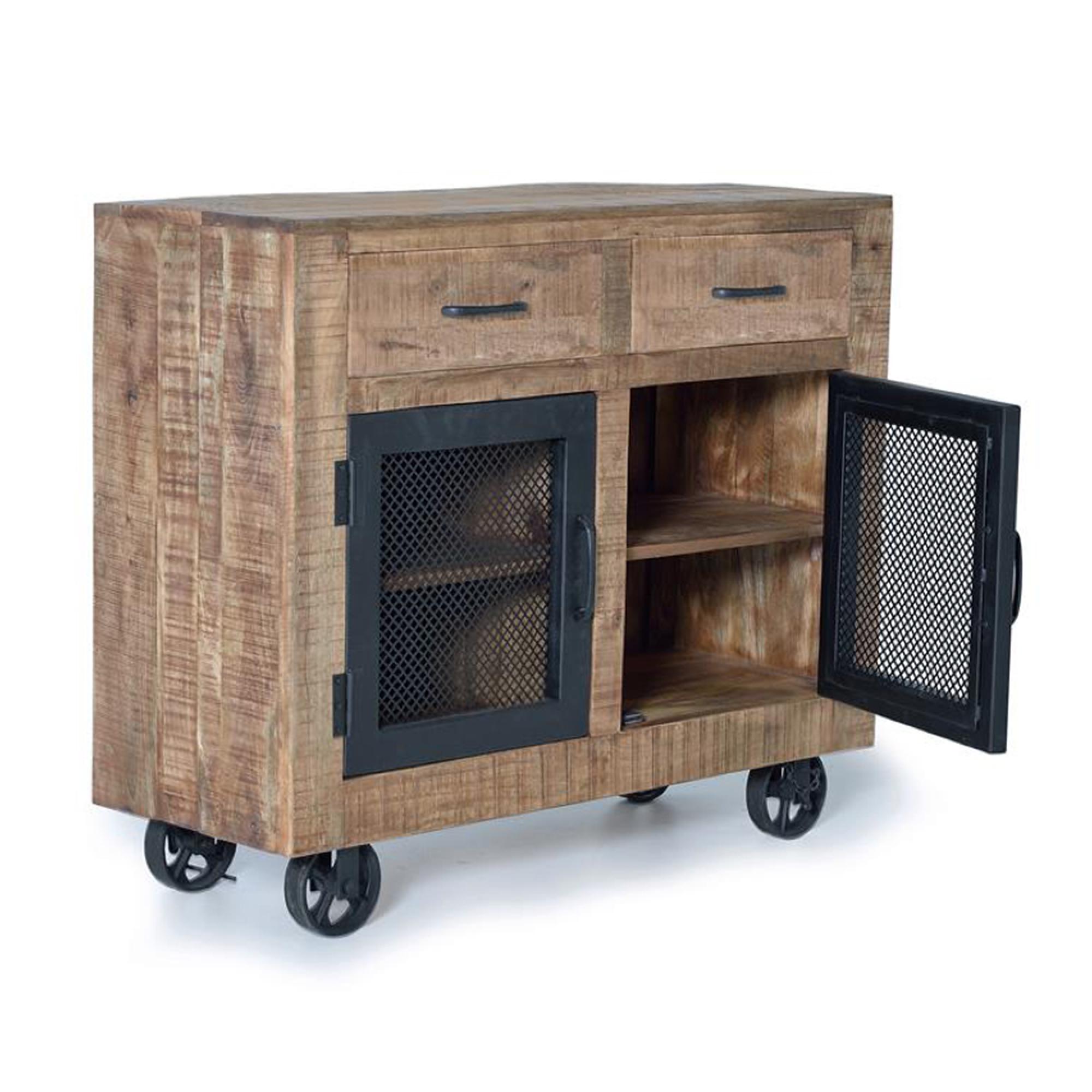 Product photograph of Hopkins Industrial Mango Wood Small 2 Door Sideboard - 100cm from Choice Furniture Superstore.
